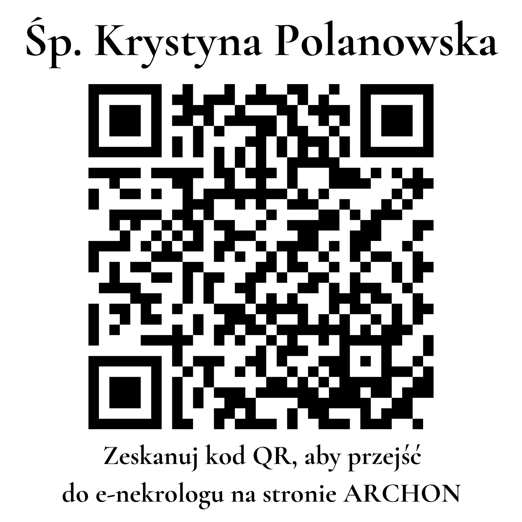 Kod QR do nekrologu Krystyna Polanowska Kod QR do nekrologu Krystyna Polanowska