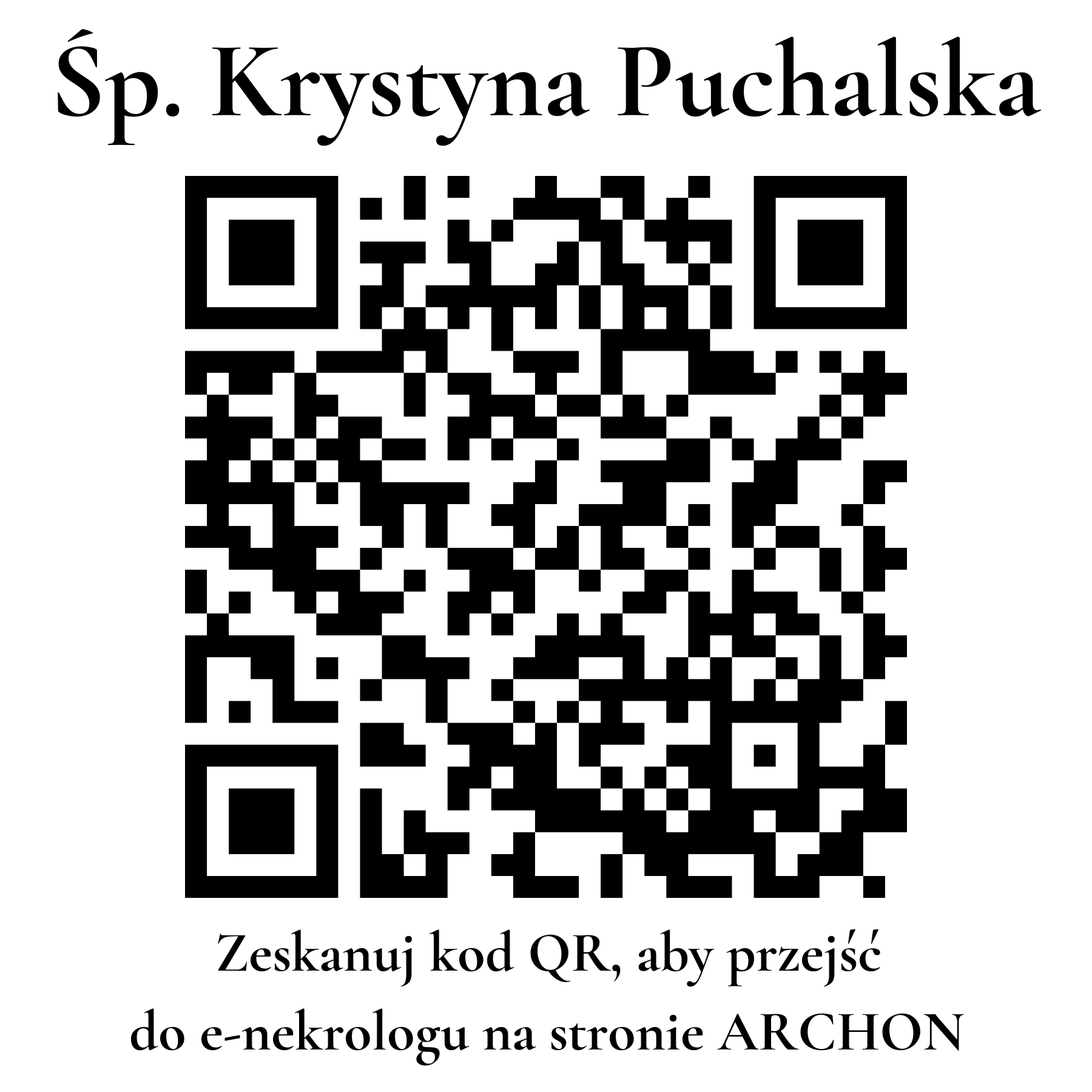 Kod QR do nekrologu Krystyna Puchalska Kod QR do nekrologu Krystyna Puchalska
