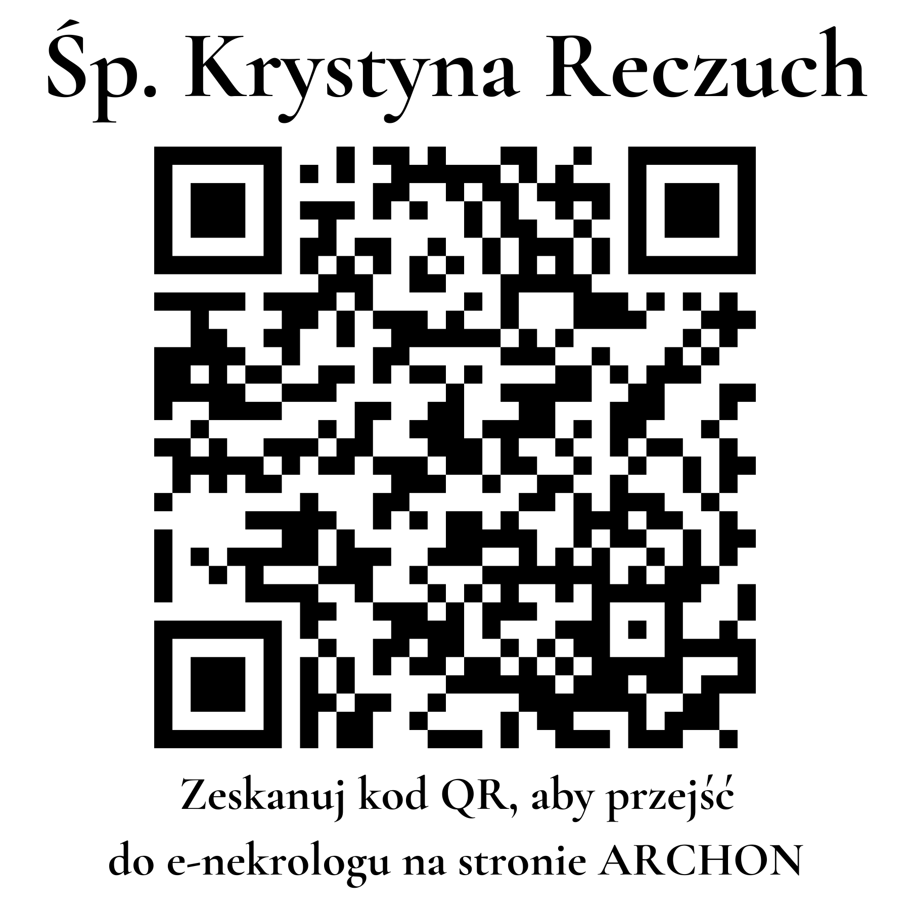 Kod QR do nekrologu Krystyna Reczuch