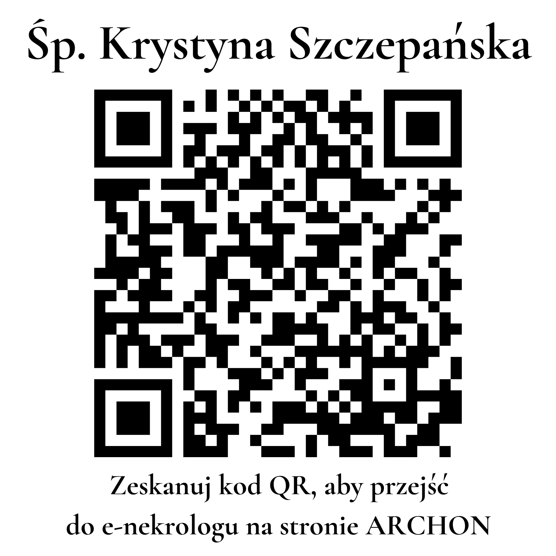 Kod QR do nekrologu Krystyna Szczepańska Kod QR do nekrologu Krystyna Szczepańska