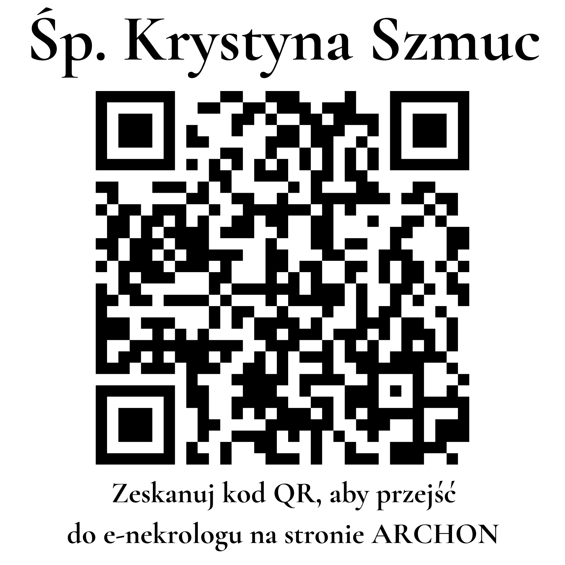 Kod QR do nekrologu Krystyna Szmuc Kod QR do nekrologu Krystyna Szmuc