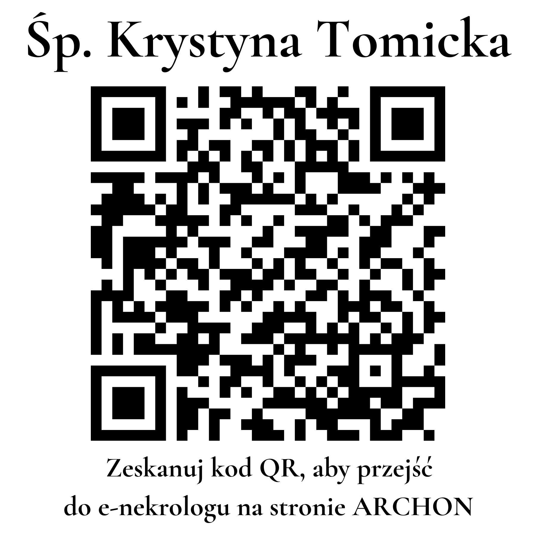 Kod QR do nekrologu Krystyna Tomicka Kod QR do nekrologu Krystyna Tomicka