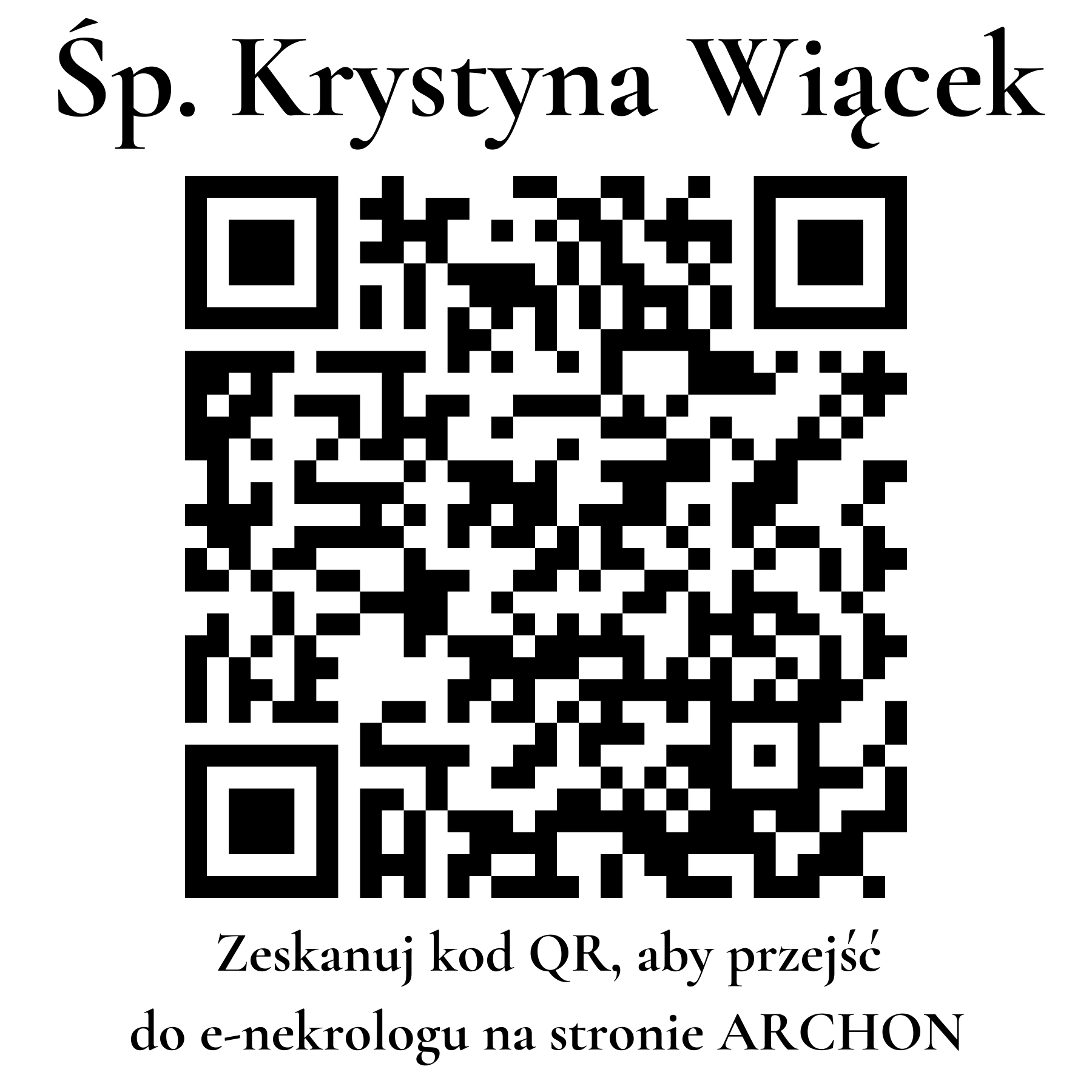 Kod QR do nekrologu Krystyna Wiącek