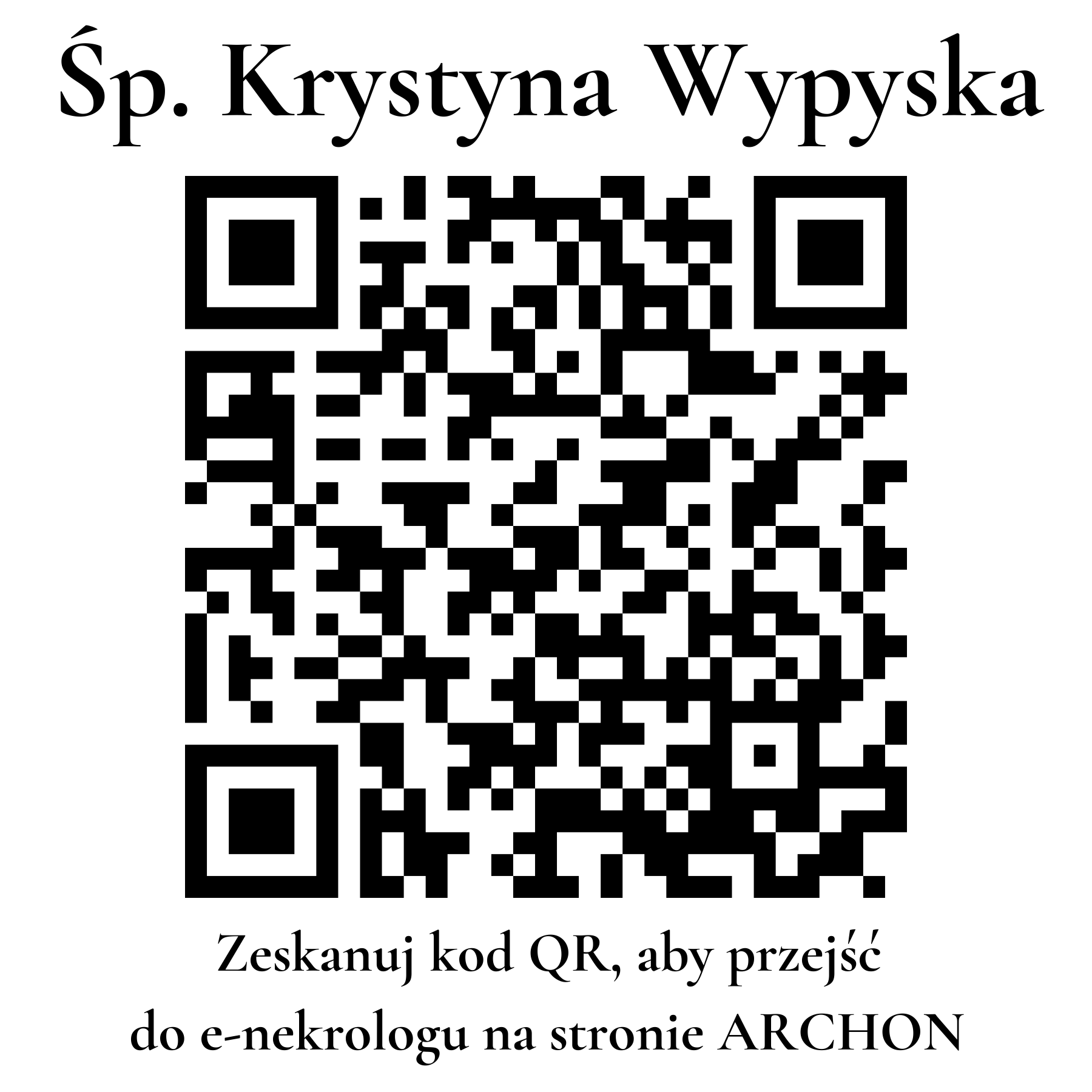 Kod QR do nekrologu Krystyna Wypyska Kod QR do nekrologu Krystyna Wypyska