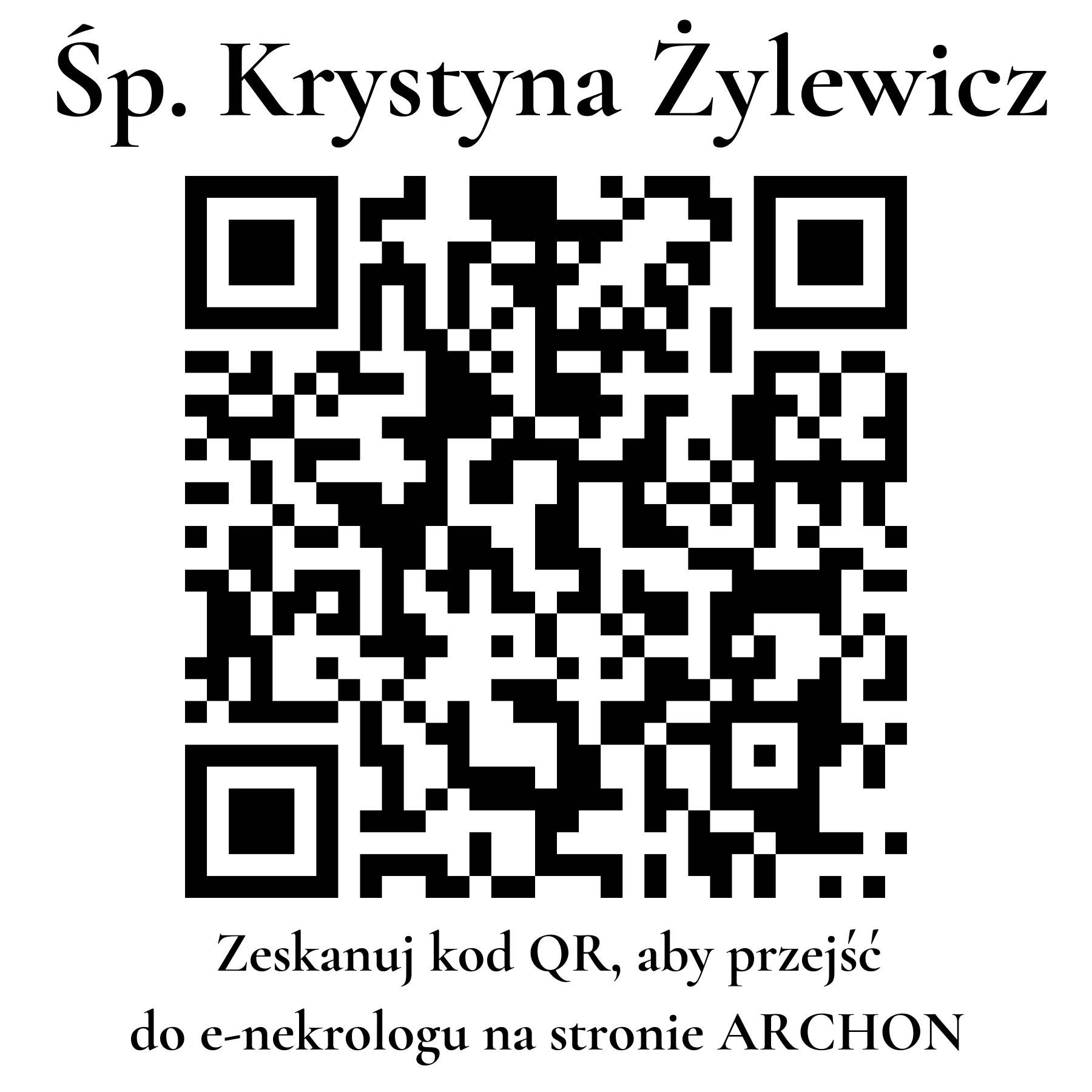 Kod QR do nekrologu Krystyna Żylewicz Kod QR do nekrologu Krystyna Żylewicz