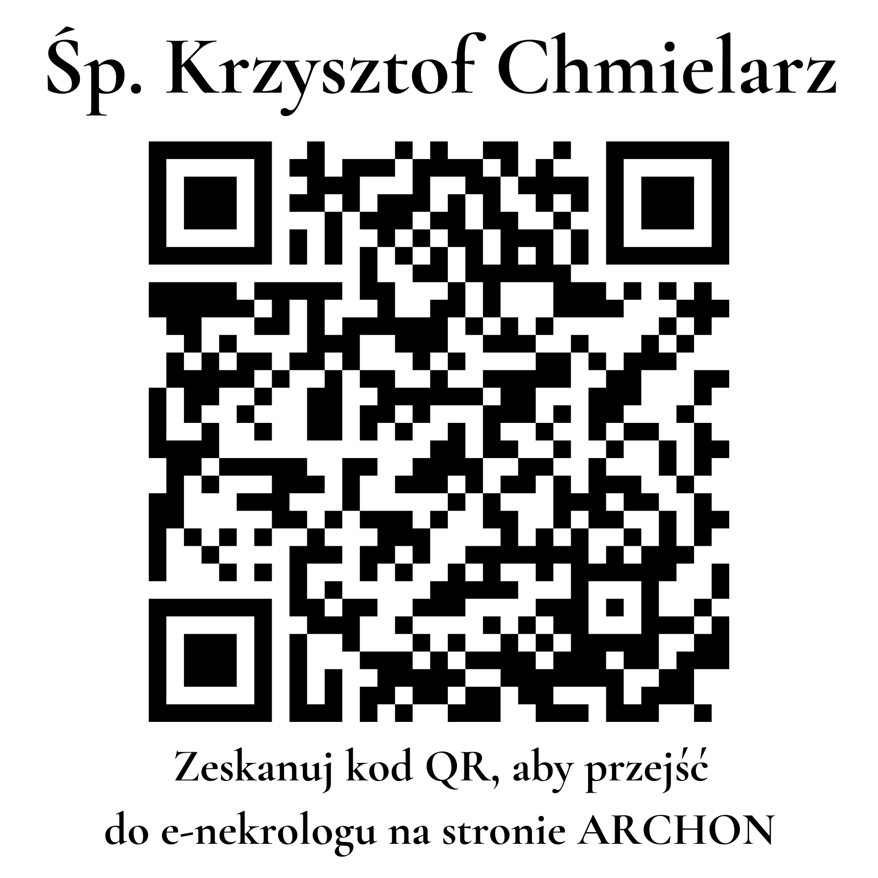 Kod QR do nekrologu Krzysztof Chmielarz Kod QR do nekrologu Krzysztof Chmielarz