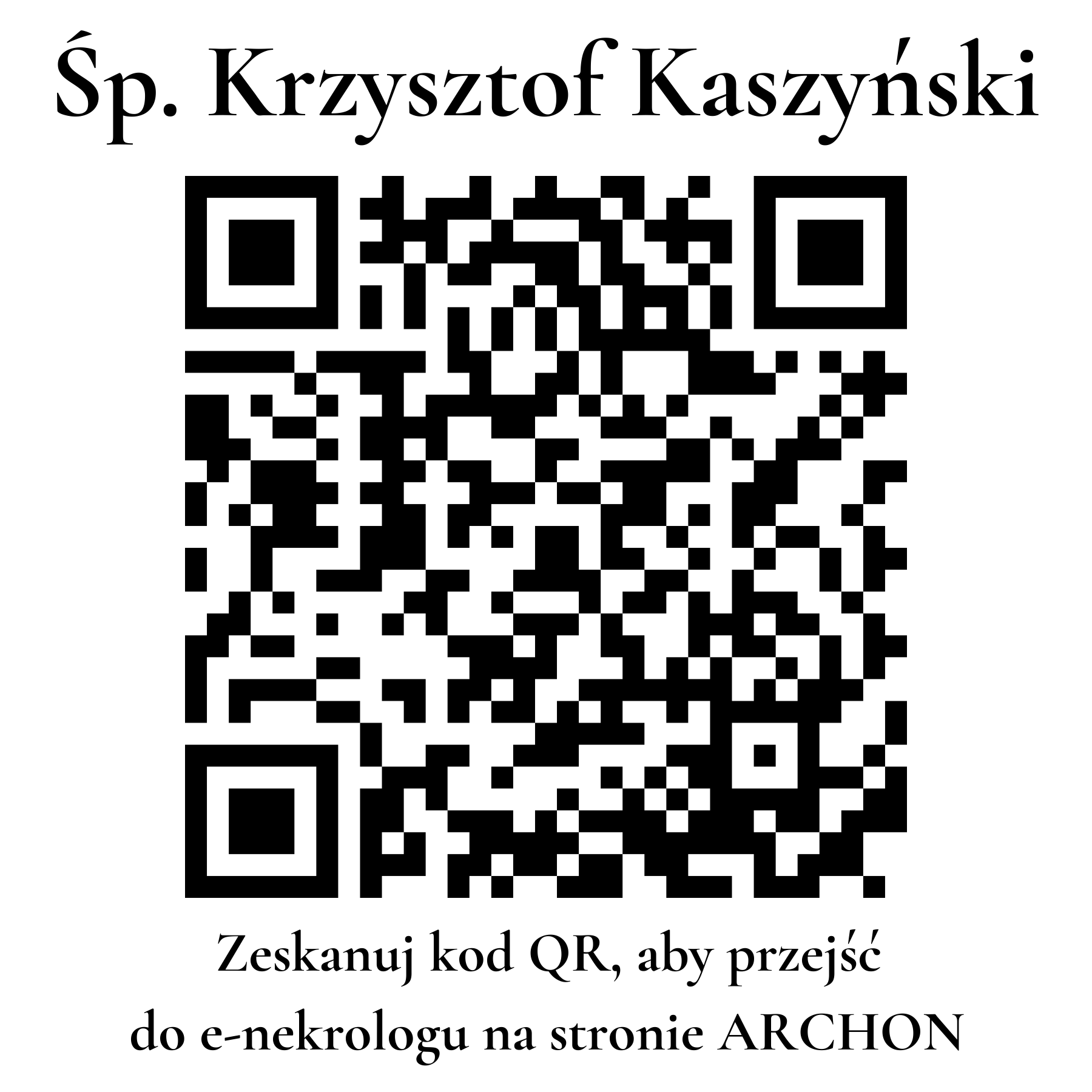 Kod QR do nekrologu Krzysztof Kaszyński Kod QR do nekrologu Krzysztof Kaszyński