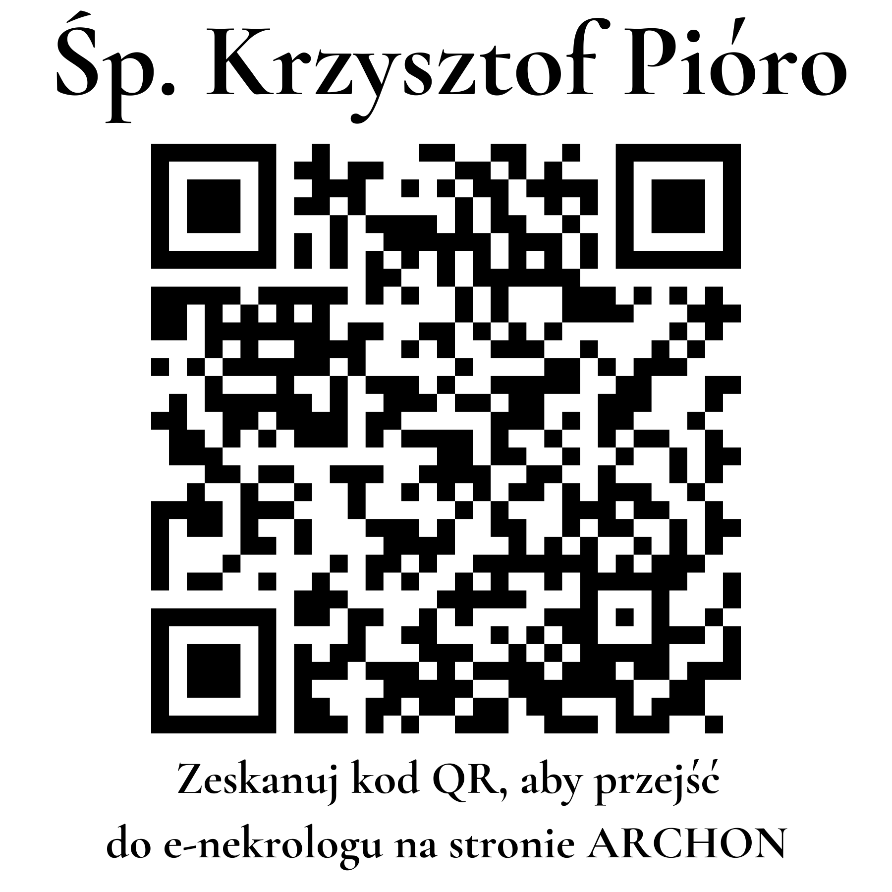 Kod QR do nekrologu Krzysztof Pióro Kod QR do nekrologu Krzysztof Pióro