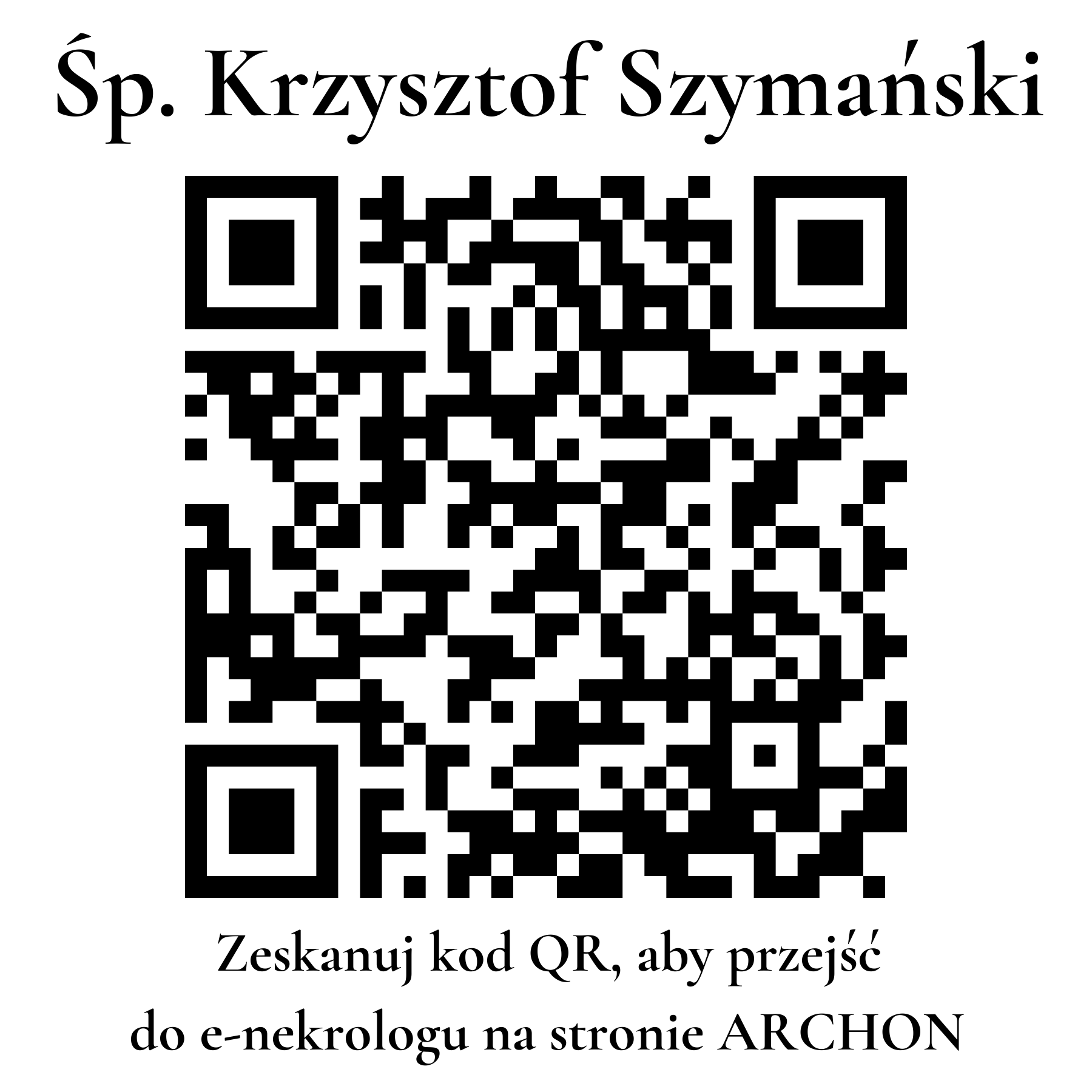 Kod QR do nekrologu Krzysztof Szymański Kod QR do nekrologu Krzysztof Szymański
