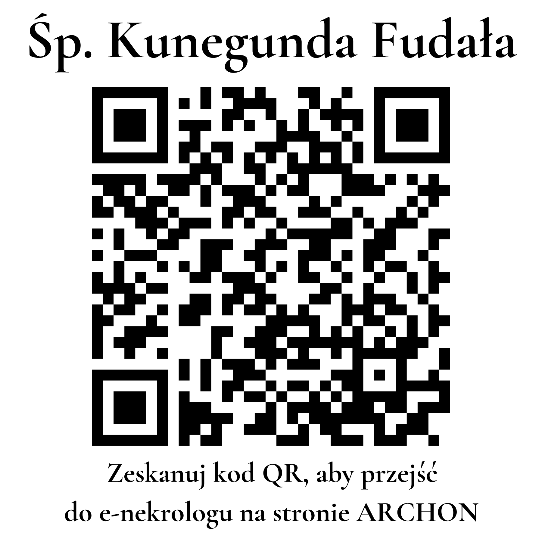 Kod QR do nekrologu Kunegunda Fudała Kod QR do nekrologu Kunegunda Fudała