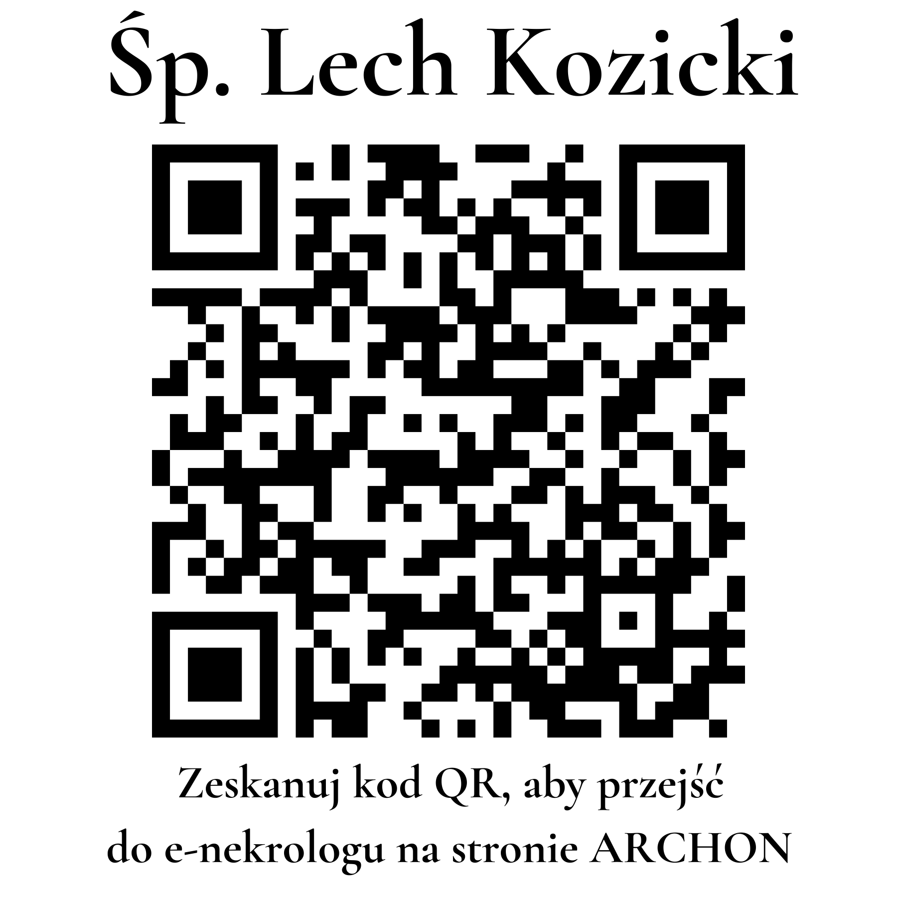 Kod QR do nekrologu Lech Kozicki Kod QR do nekrologu Lech Kozicki