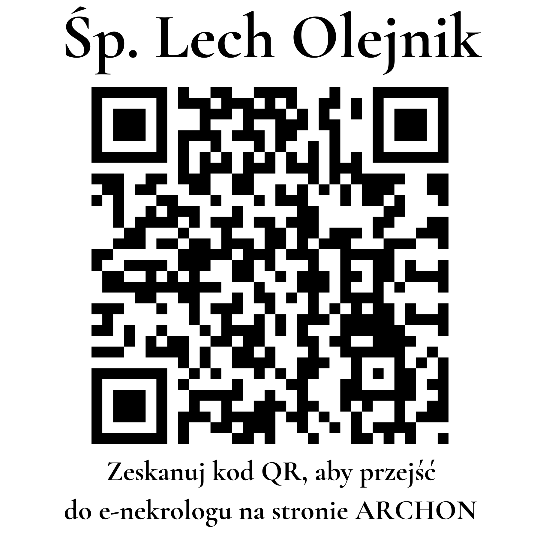 Kod QR do nekrologu Lech Olejnik