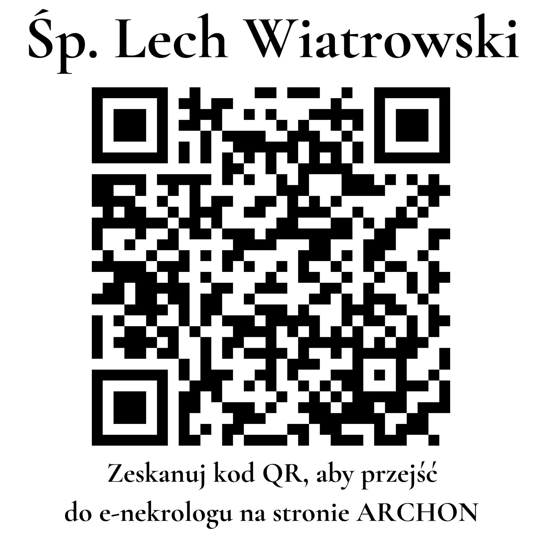 Kod QR do nekrologu Lech Wiatrowski Kod QR do nekrologu Lech Wiatrowski
