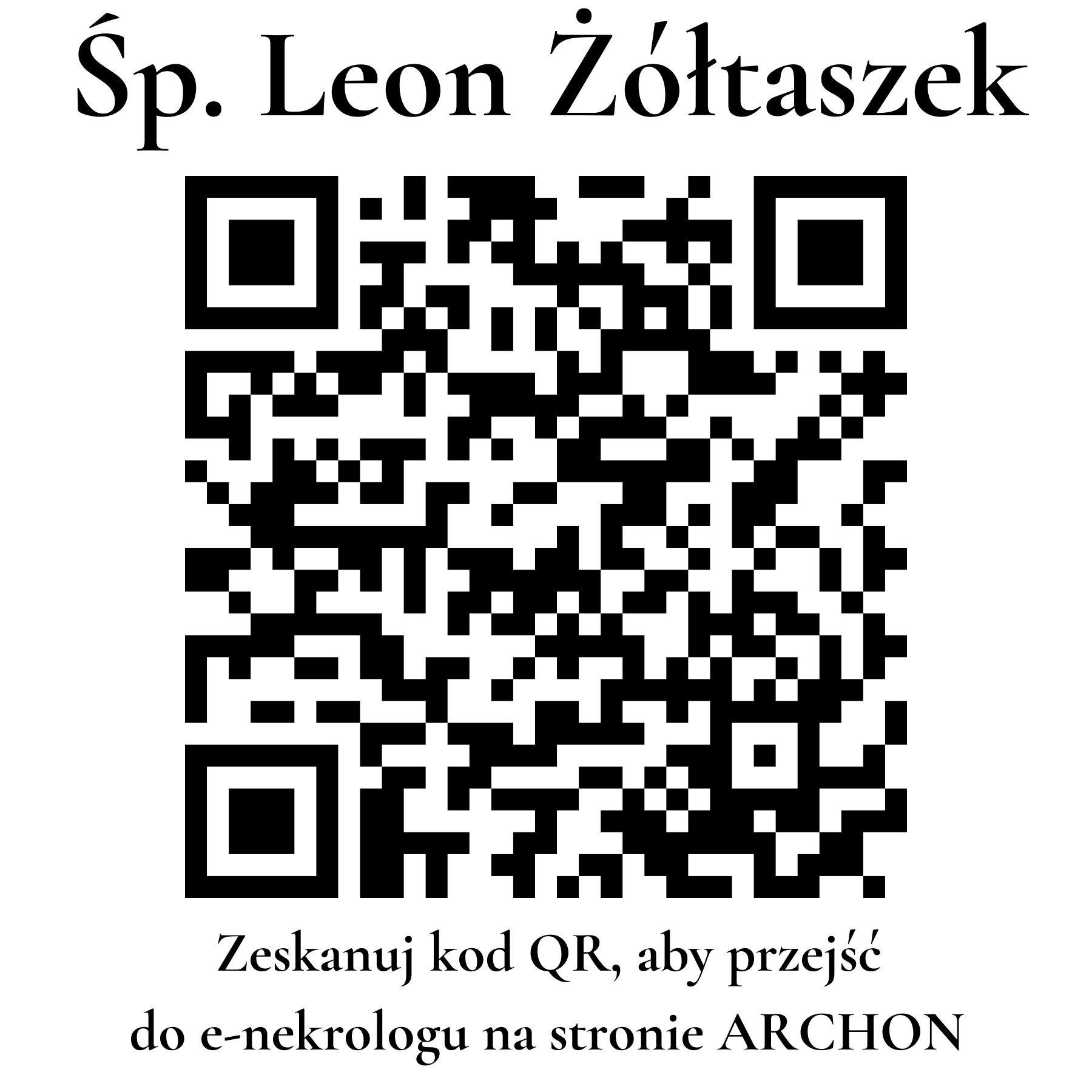 Kod QR do nekrologu Leon Żółtaszek