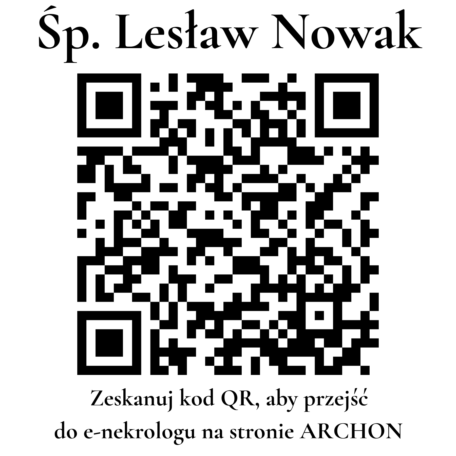 Kod QR do nekrologu Lesław Nowak Kod QR do nekrologu Lesław Nowak