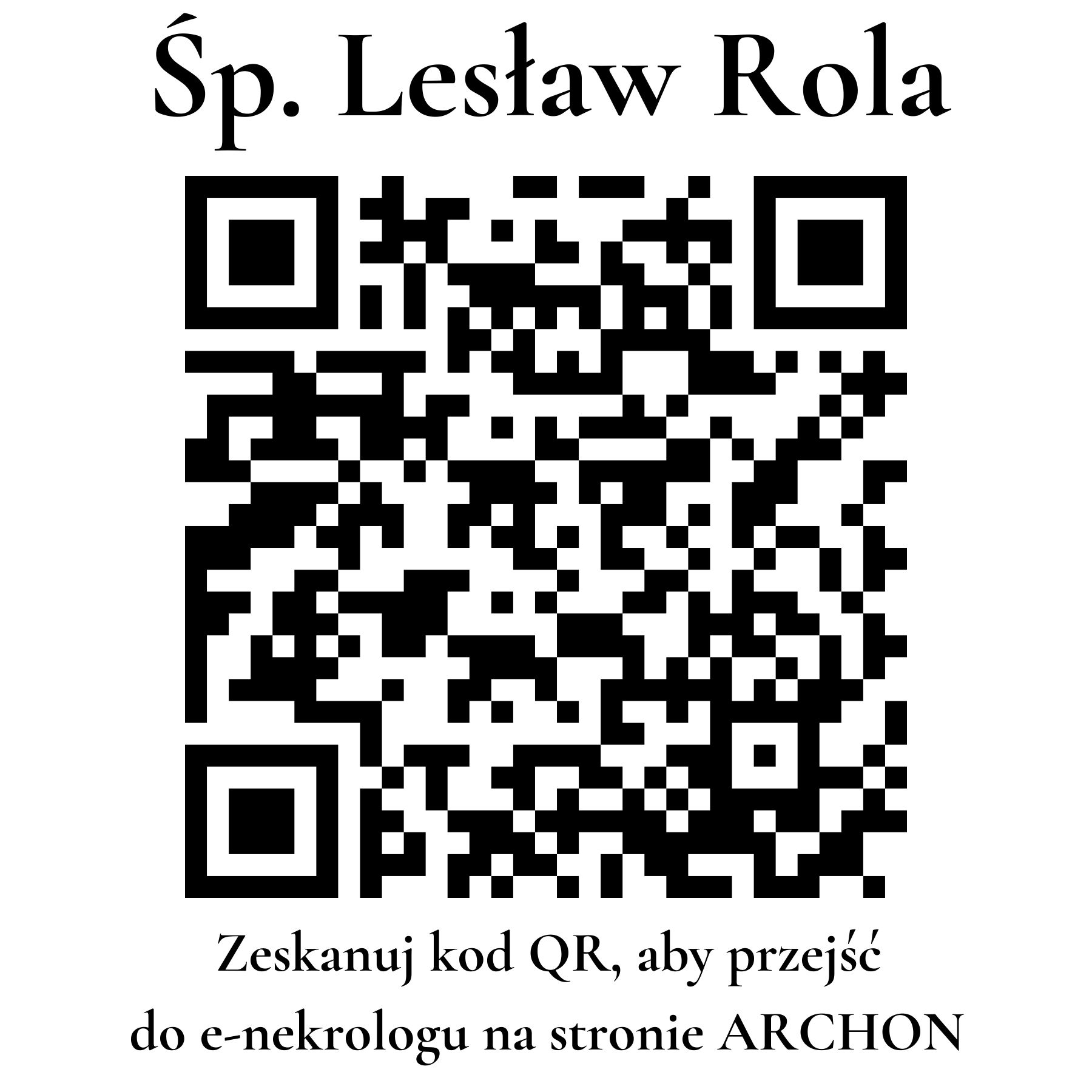 Kod QR do nekrologu Lesław Rola Kod QR do nekrologu Lesław Rola