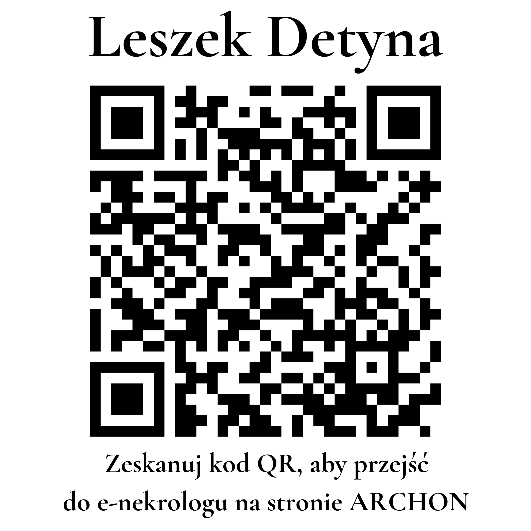 Kod QR do nekrologu Leszek Detyna Kod QR do nekrologu Leszek Detyna
