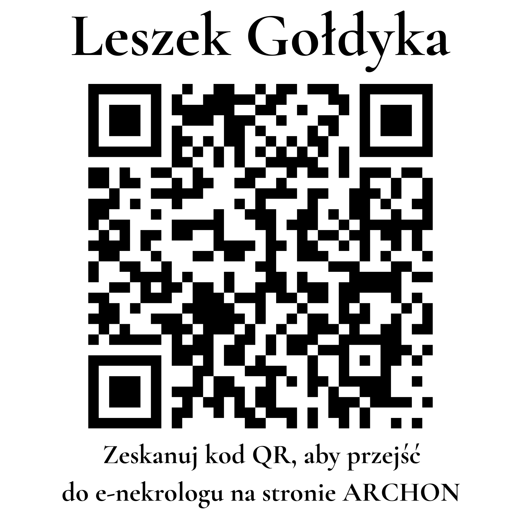 Kod QR do nekrologu Leszek Gołdyka
