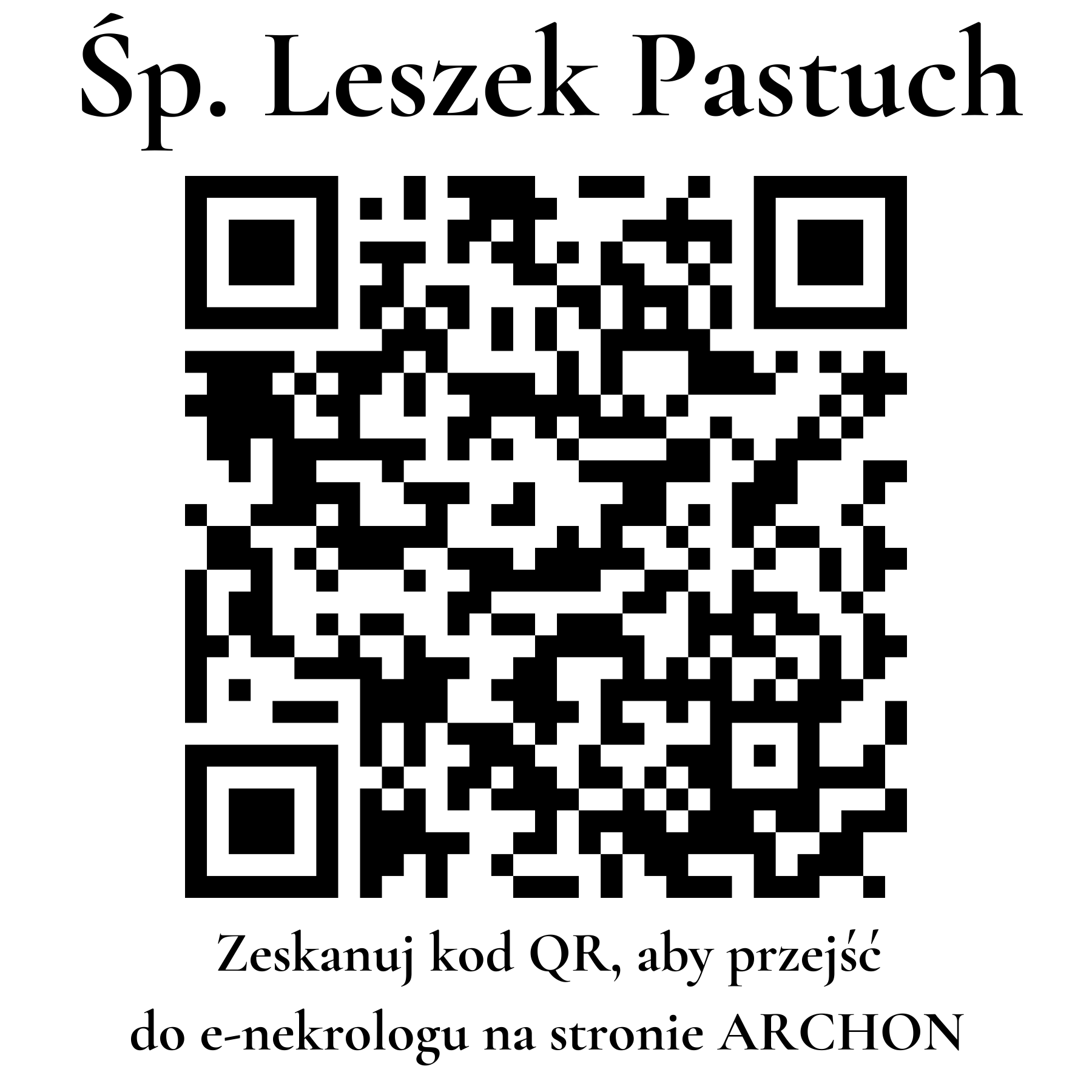 Kod QR do nekrologu Leszek Pastuch