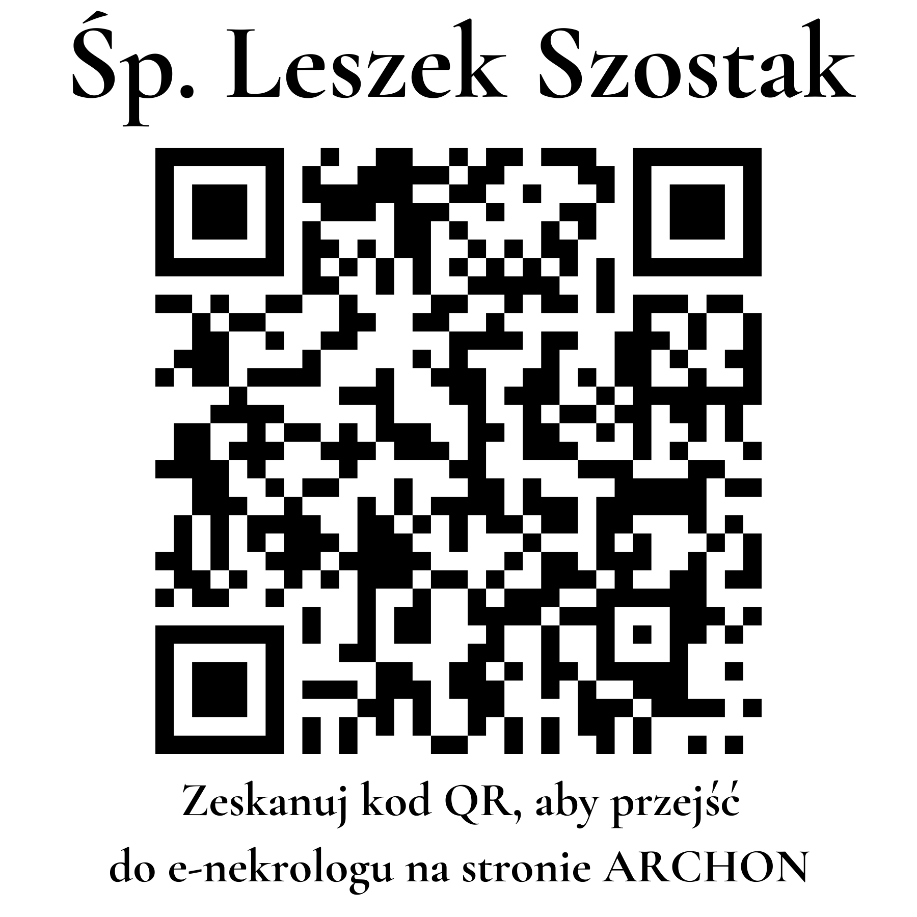 Kod QR do nekrologu Leszek Szostak Kod QR do nekrologu Leszek Szostak