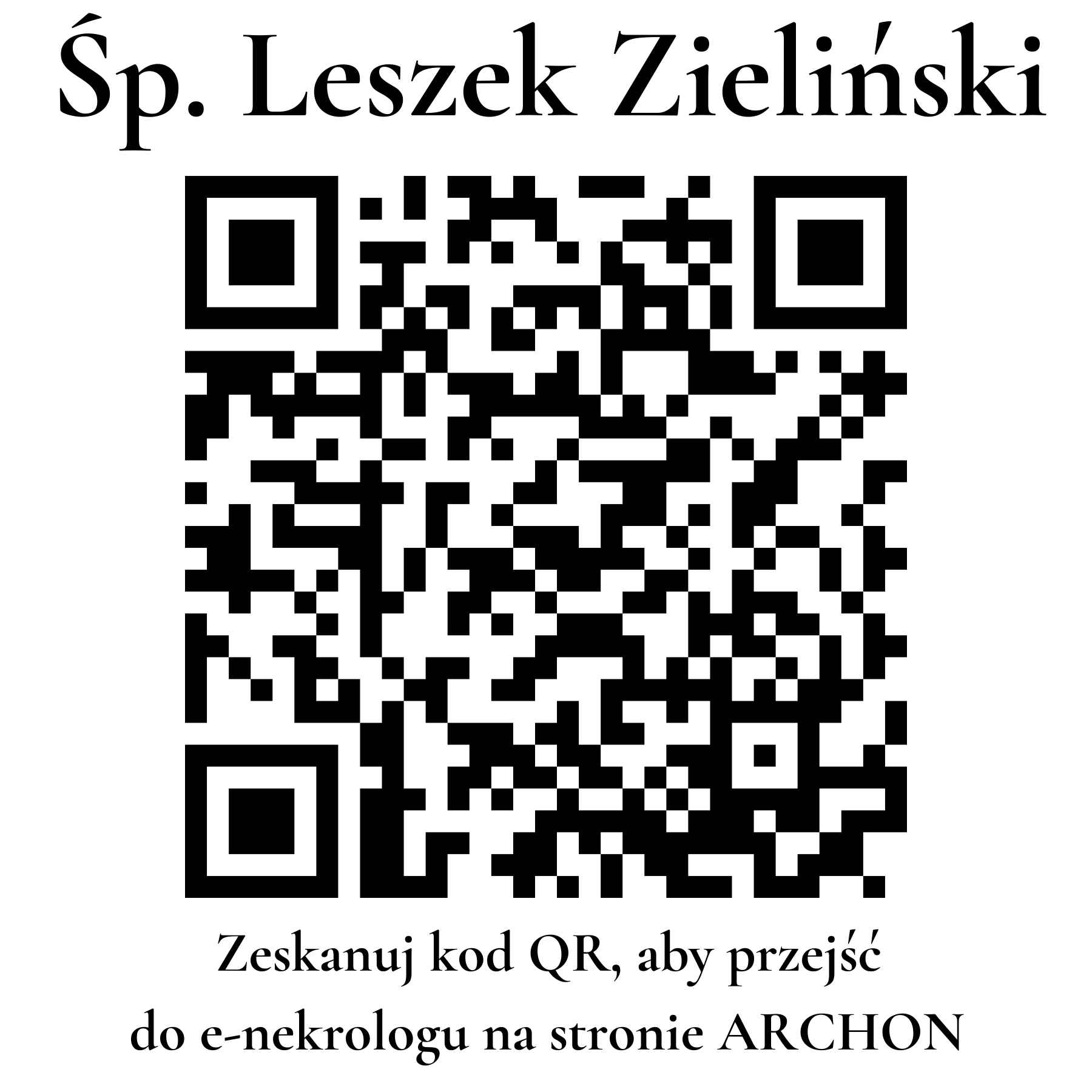 Kod QR do nekrologu Leszek Zieliński Kod QR do nekrologu Leszek Zieliński