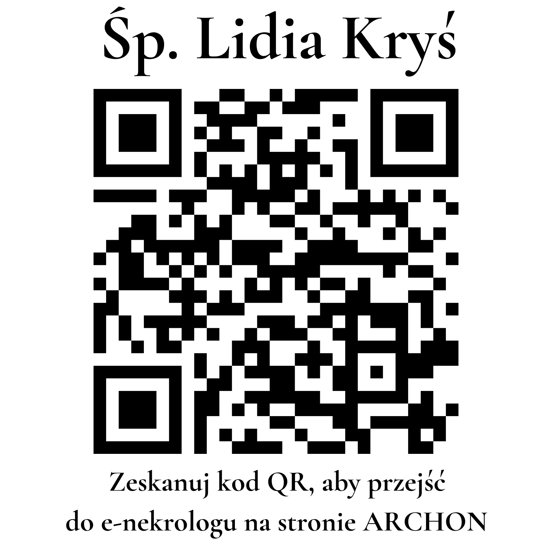 Kod QR do nekrologu Lidia Kryś Kod QR do nekrologu Lidia Kryś