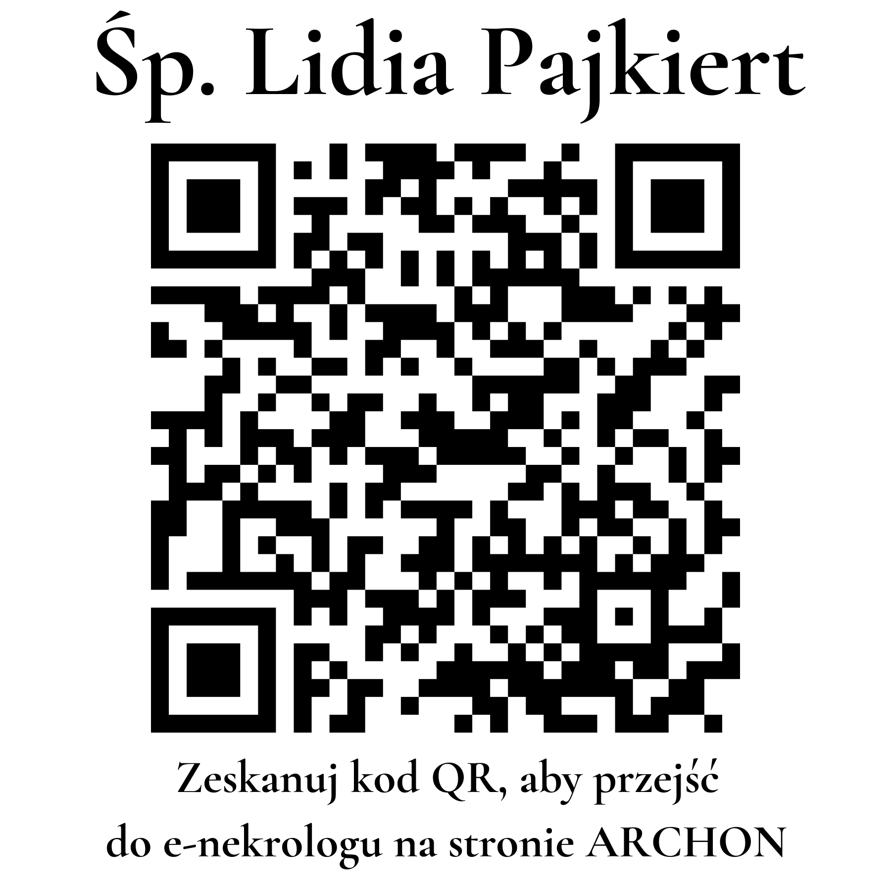 Kod QR do nekrologu Lidia Pajkiert