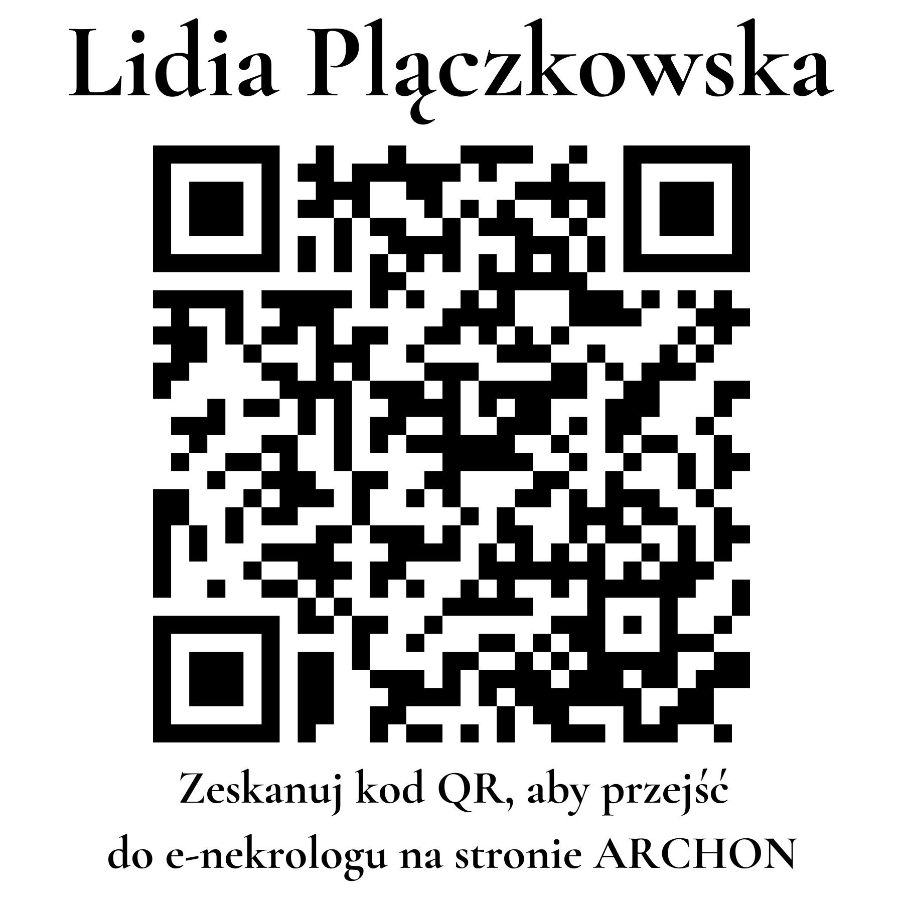 Kod QR do nekrologu Lidia Plączkowska