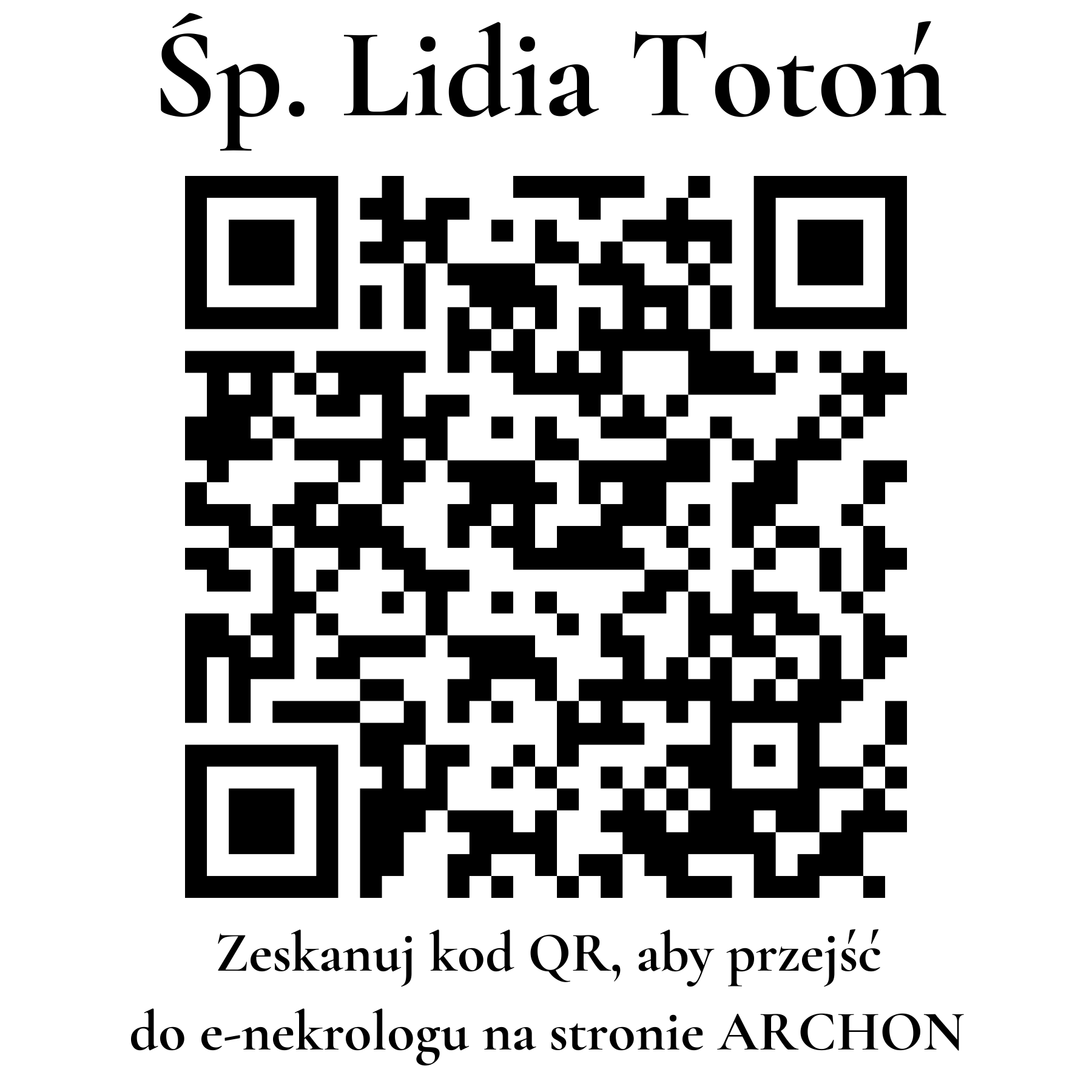 Kod QR do nekrologu Lidia Totoń