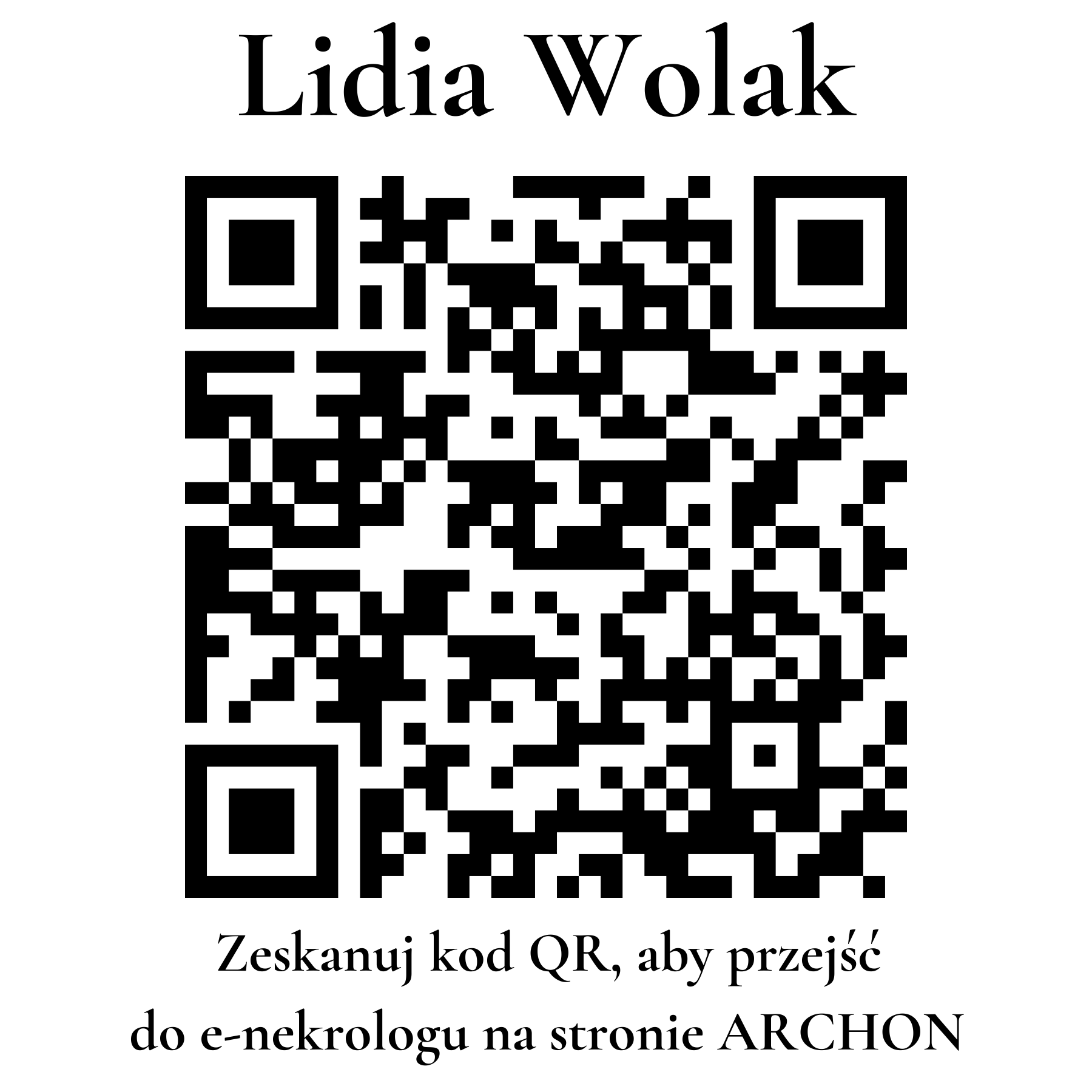 Kod QR do nekrologu Lidia Wolak Kod QR do nekrologu Lidia Wolak