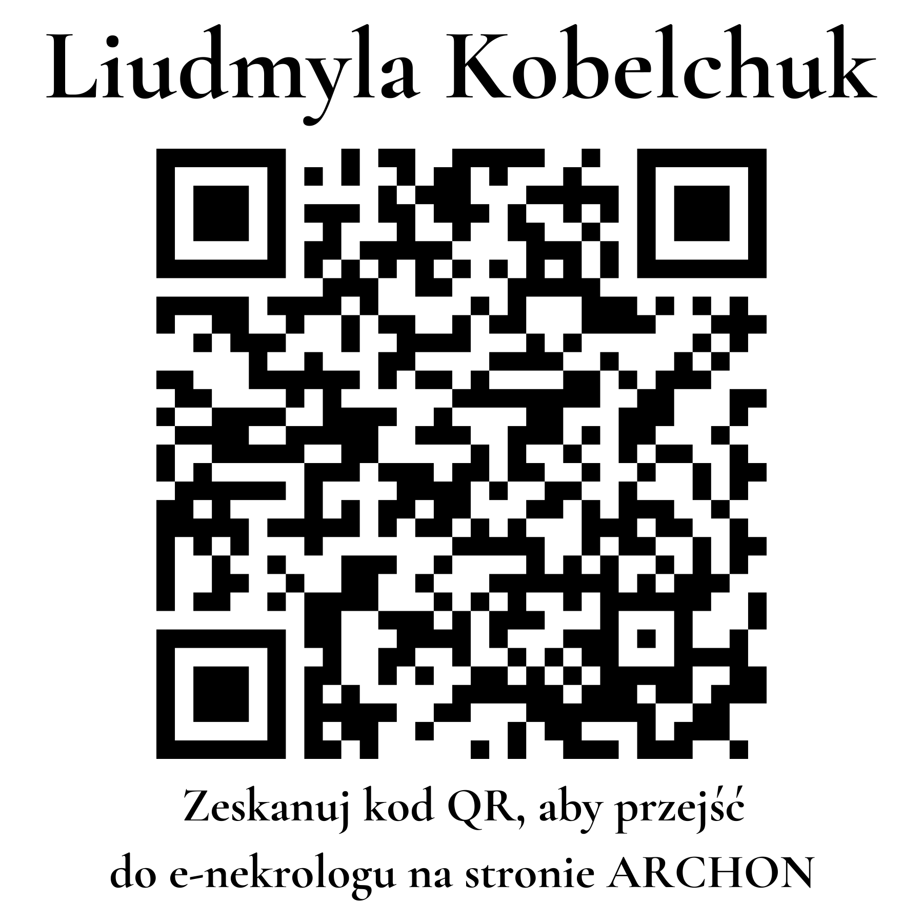 Kod QR do nekrologu Liudmyla Kobelchuk