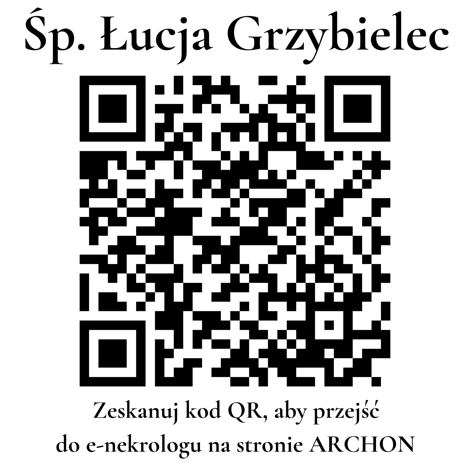 Kod QR do nekrologu Łucja Grzybielec Kod QR do nekrologu Łucja Grzybielec