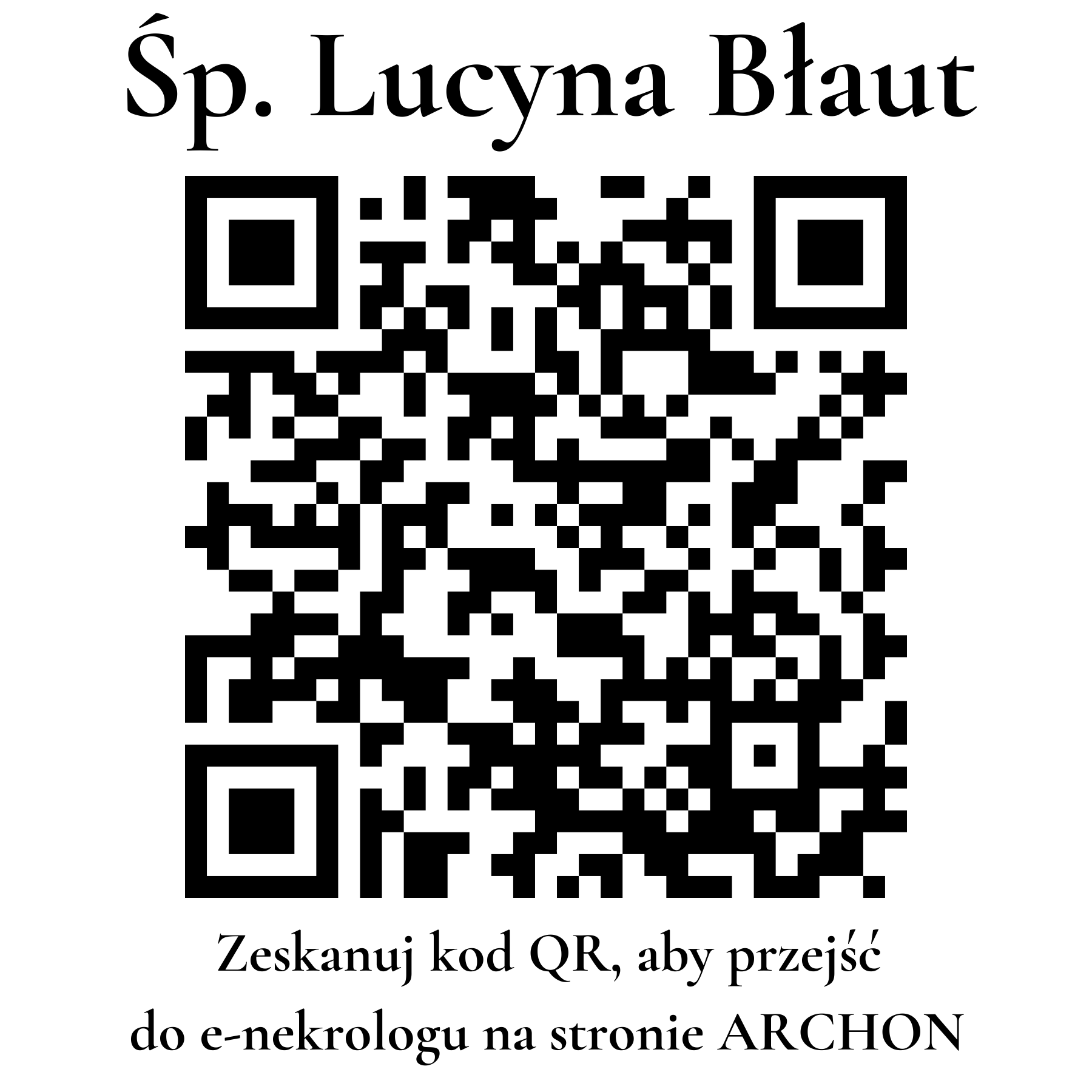 Kod QR do nekrologu Lucyna Błaut Kod QR do nekrologu Lucyna Błaut