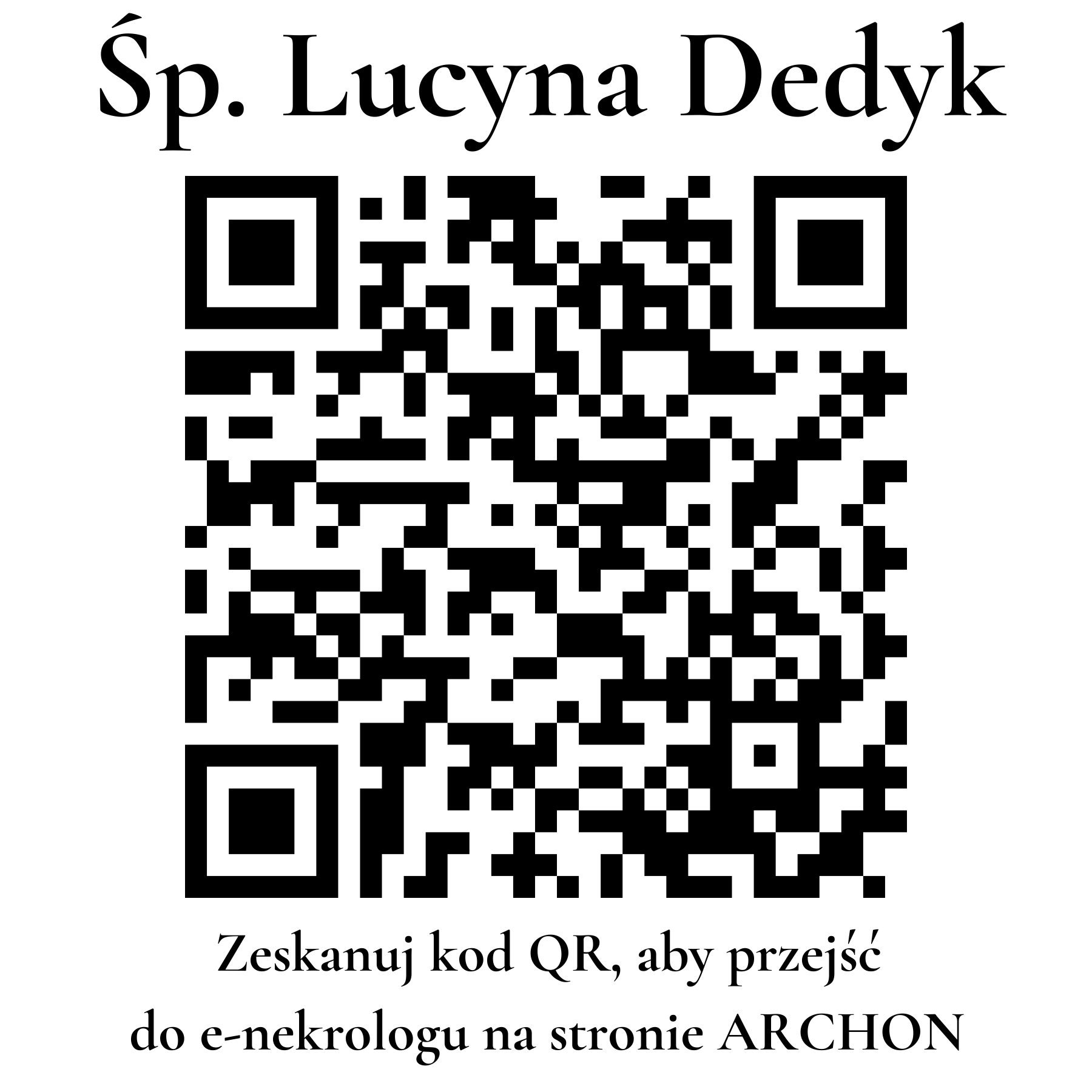 Kod QR do nekrologu Lucyna Dedyk Kod QR do nekrologu Lucyna Dedyk
