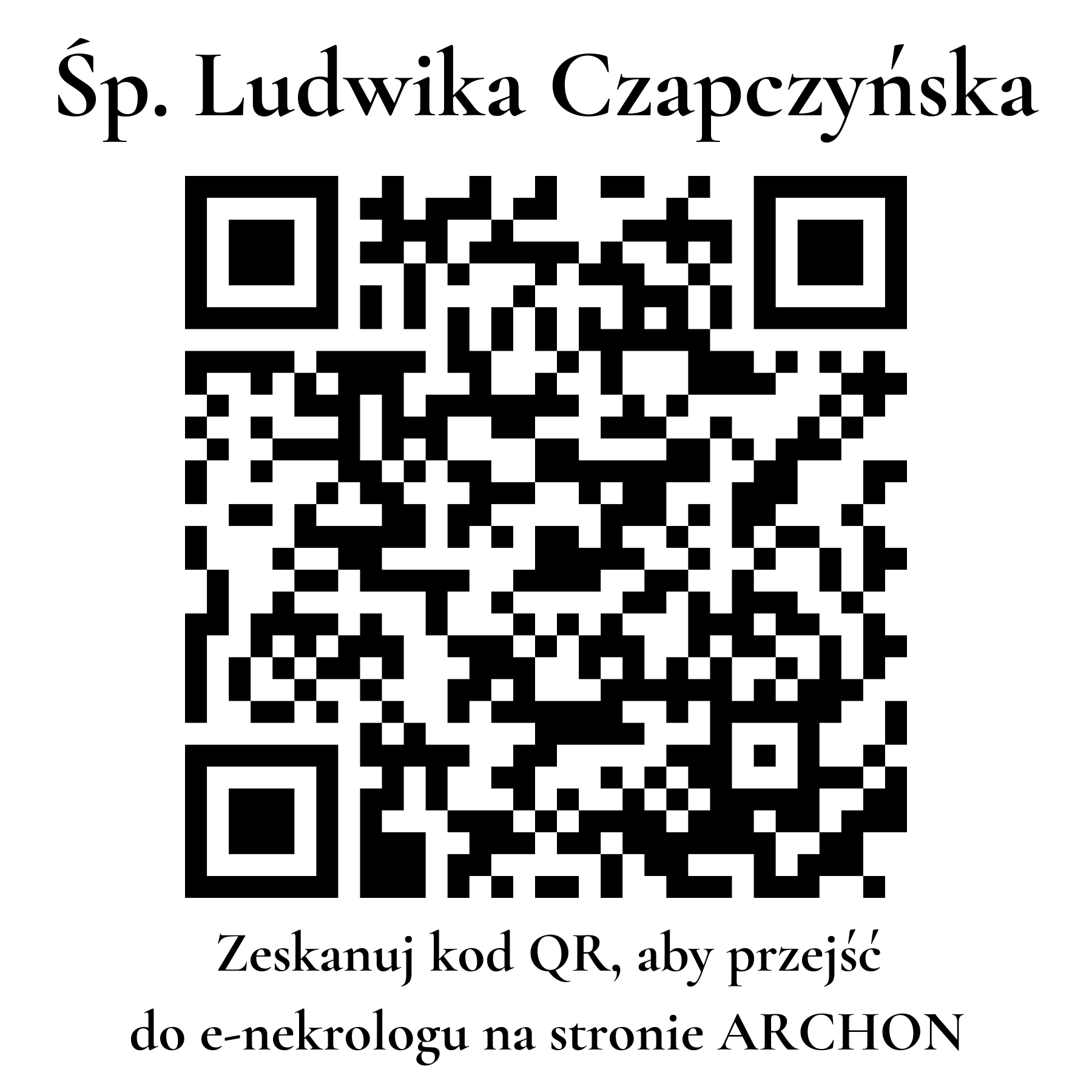 Kod QR do nekrologu Ludwika Czapczyńska Kod QR do nekrologu Ludwika Czapczyńska