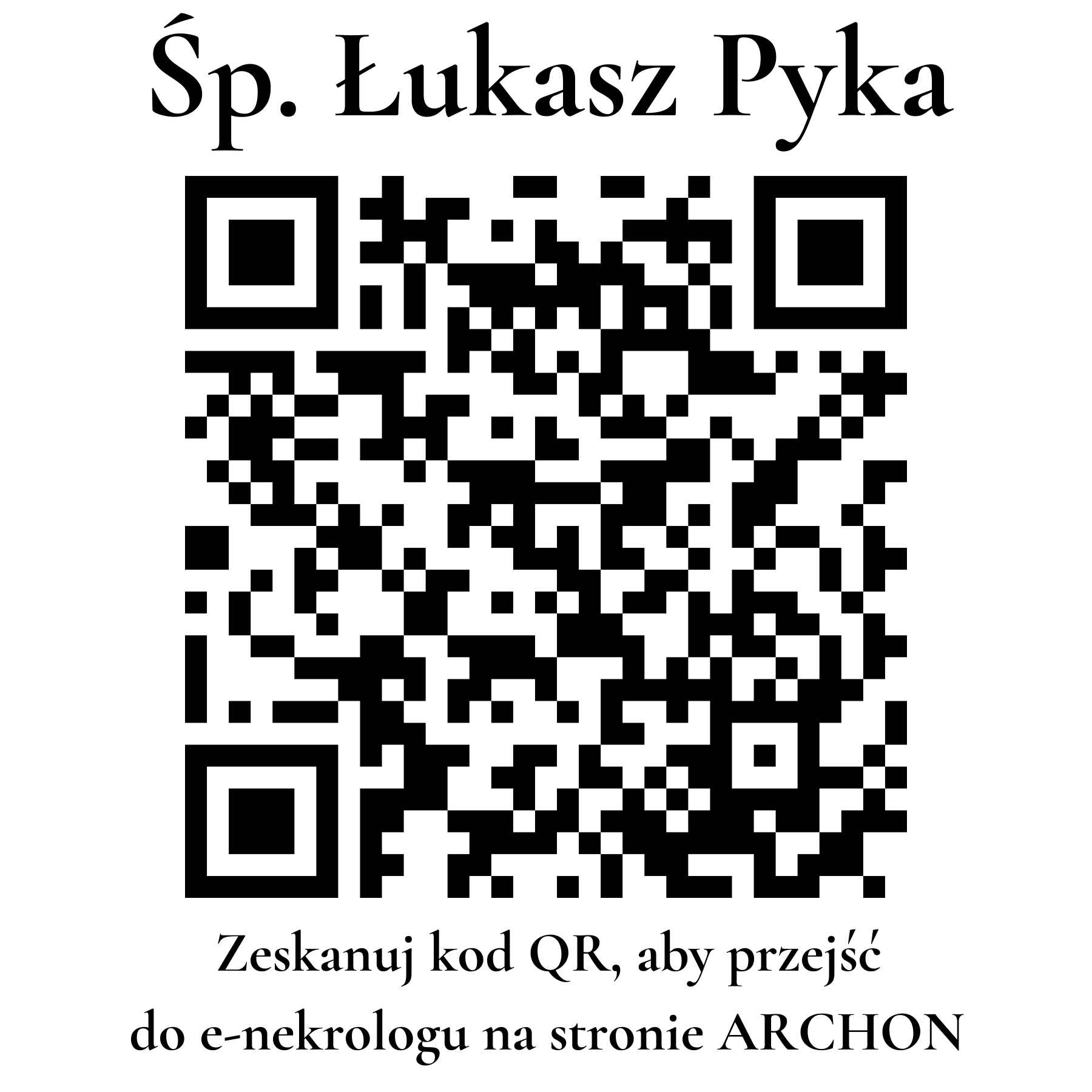 Kod QR do nekrologu Łukasz Pyka Kod QR do nekrologu Łukasz Pyka