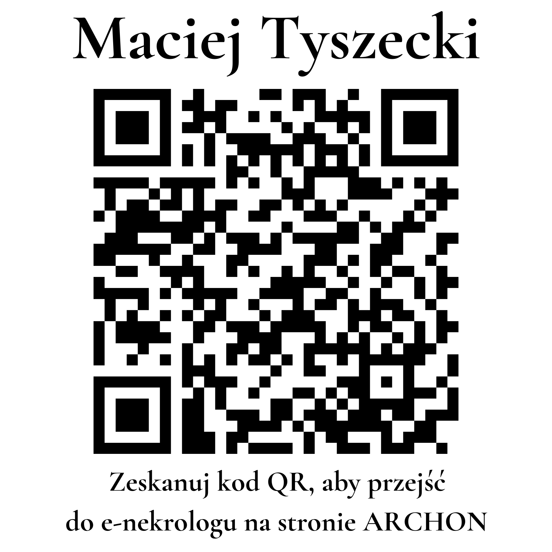 Kod QR do nekrologu Maciej Tyszecki