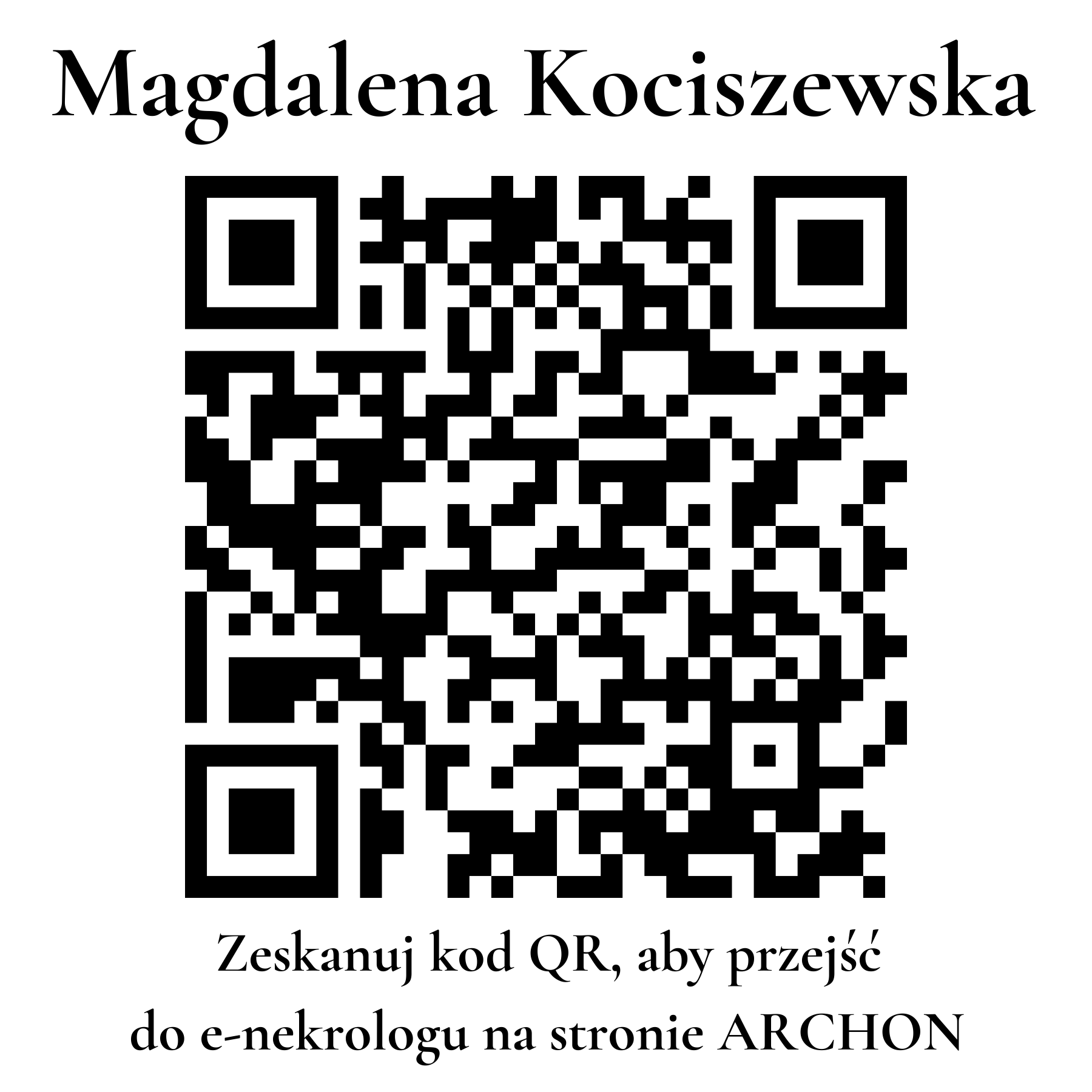 Kod QR do nekrologu Magdalena Kociszewska Kod QR do nekrologu Magdalena Kociszewska