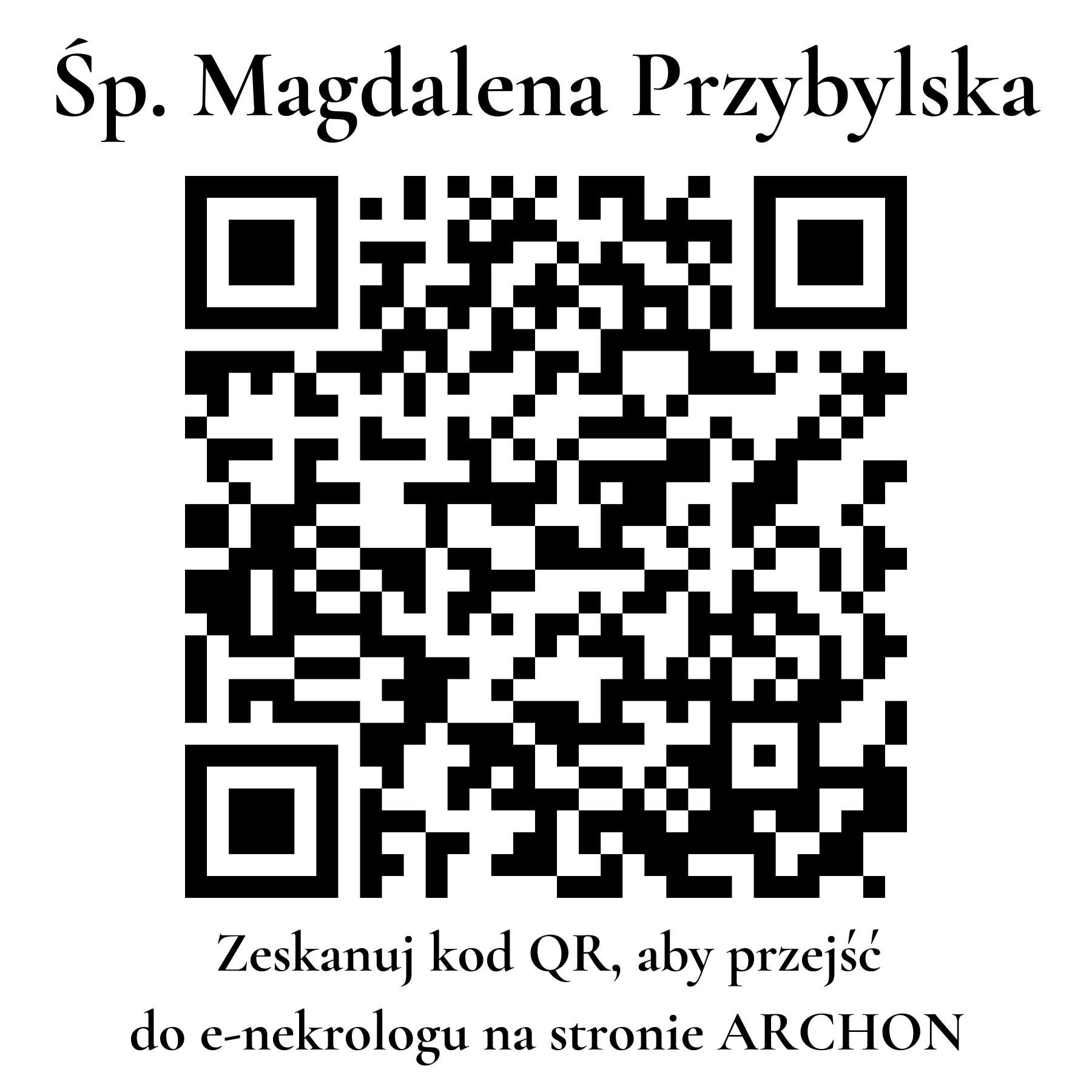Kod QR do nekrologu Magdalena Przybylska Kod QR do nekrologu Magdalena Przybylska