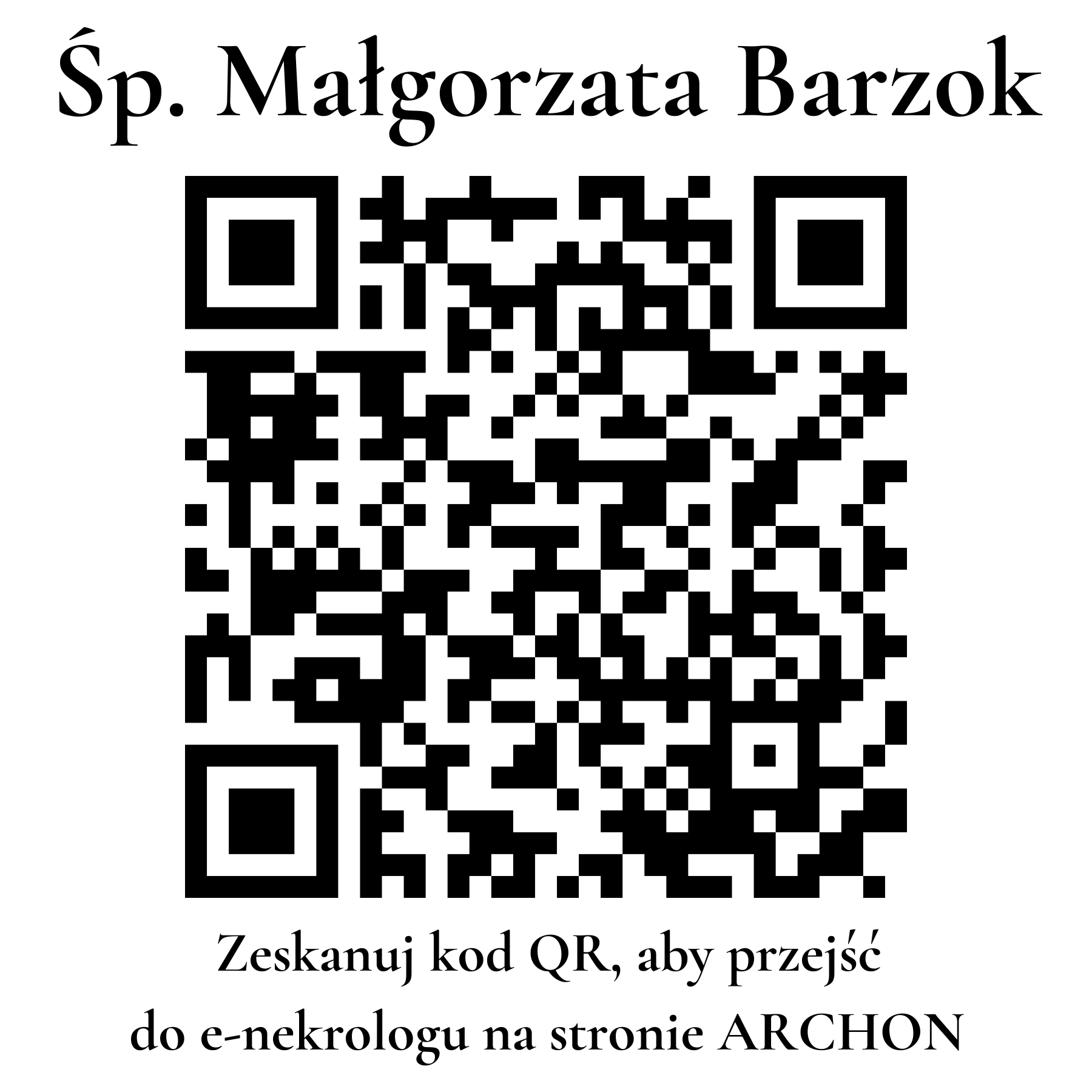 Kod QR do nekrologu Małgorzata Barzok