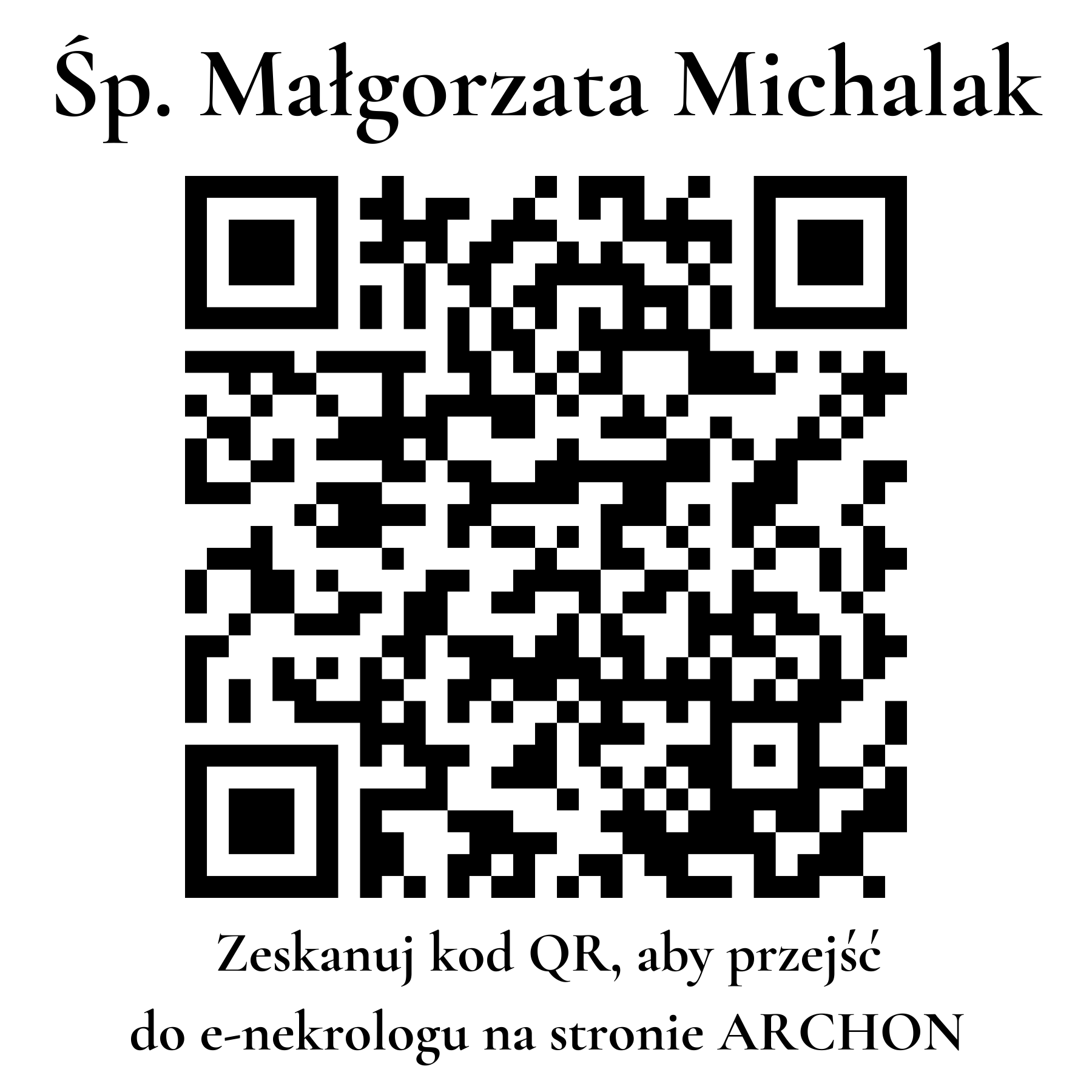 Kod QR do nekrologu Małgorzata Michalak Kod QR do nekrologu Małgorzata Michalak