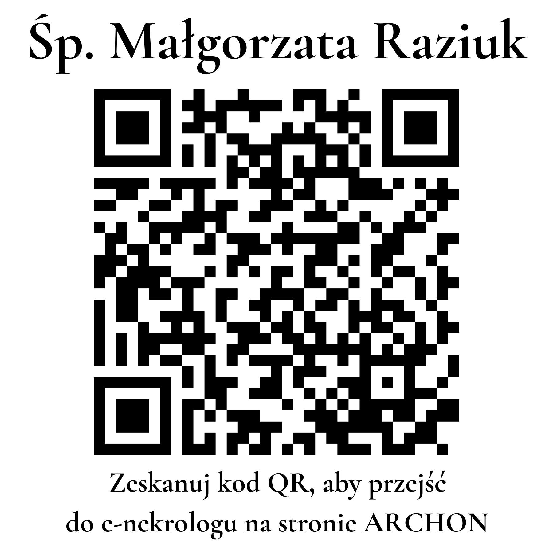 Kod QR do nekrologu Małgorzata Raziuk Kod QR do nekrologu Małgorzata Raziuk