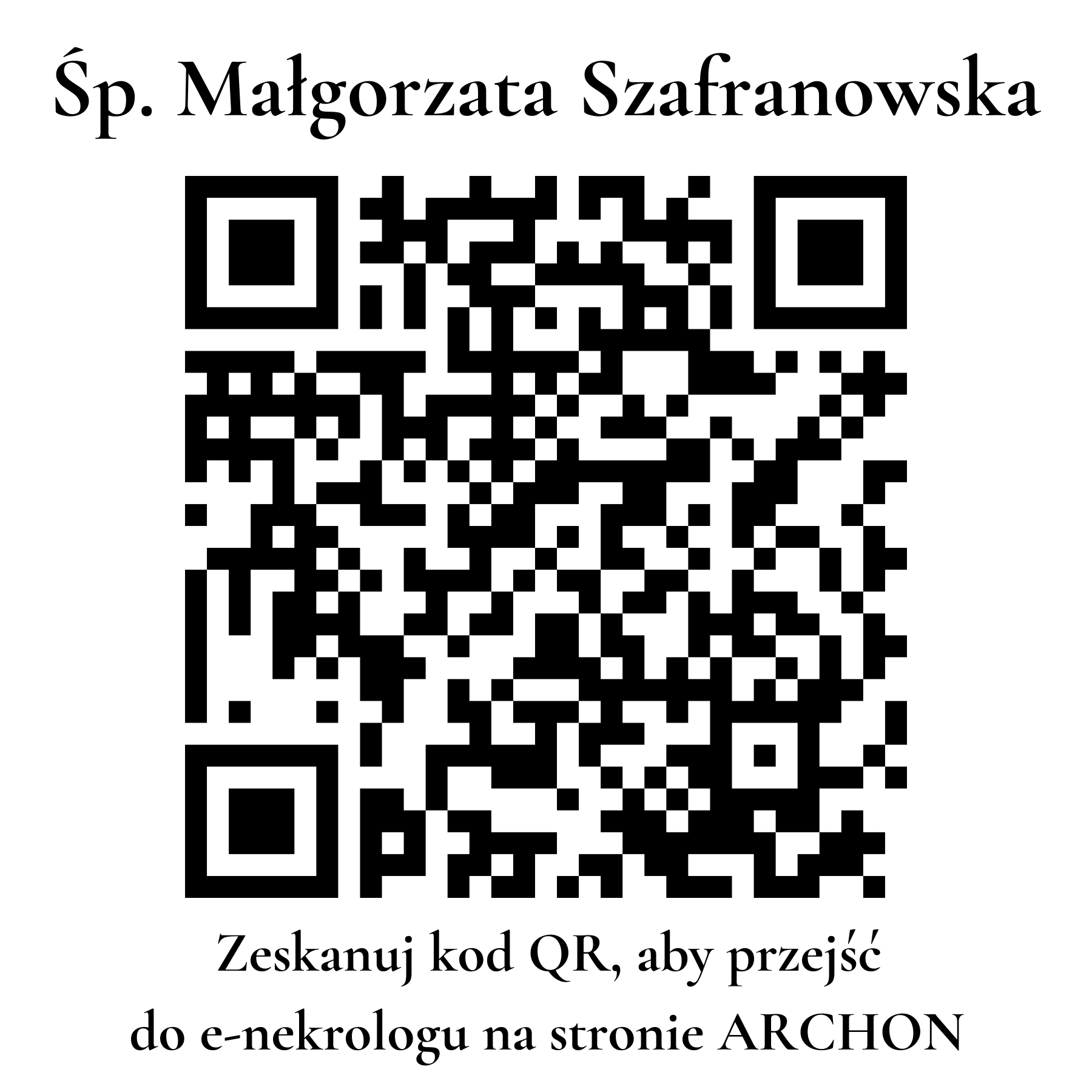 Kod QR do nekrologu Małgorzata Szafranowska