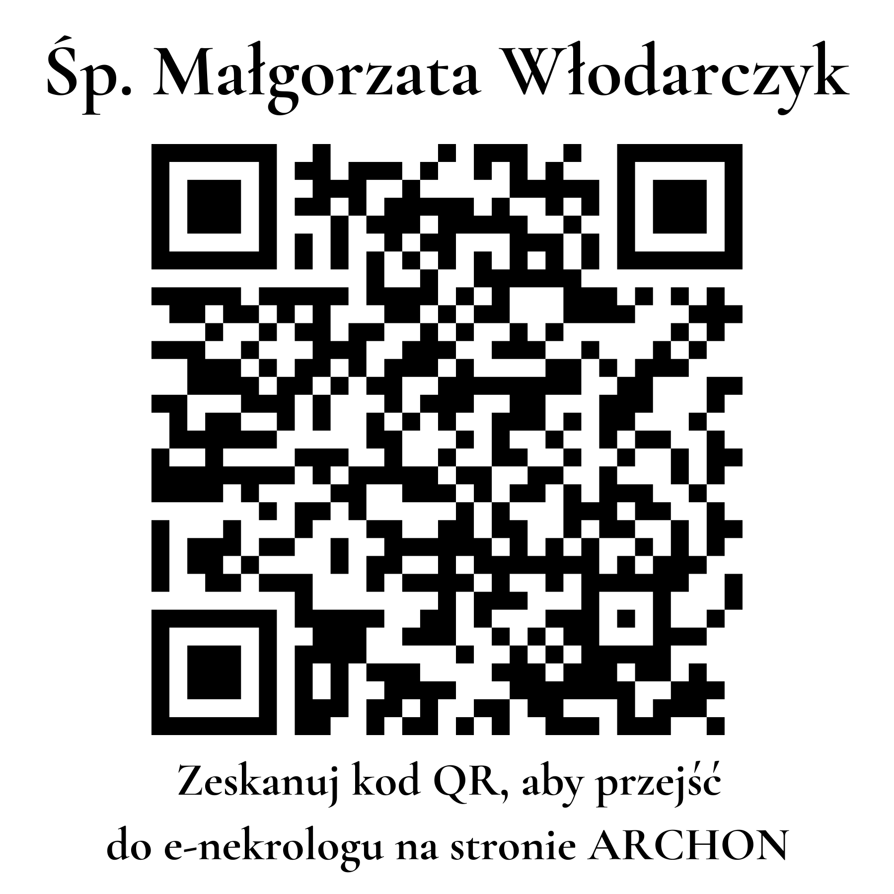 Kod QR do nekrologu Małgorzata Włodarczyk
