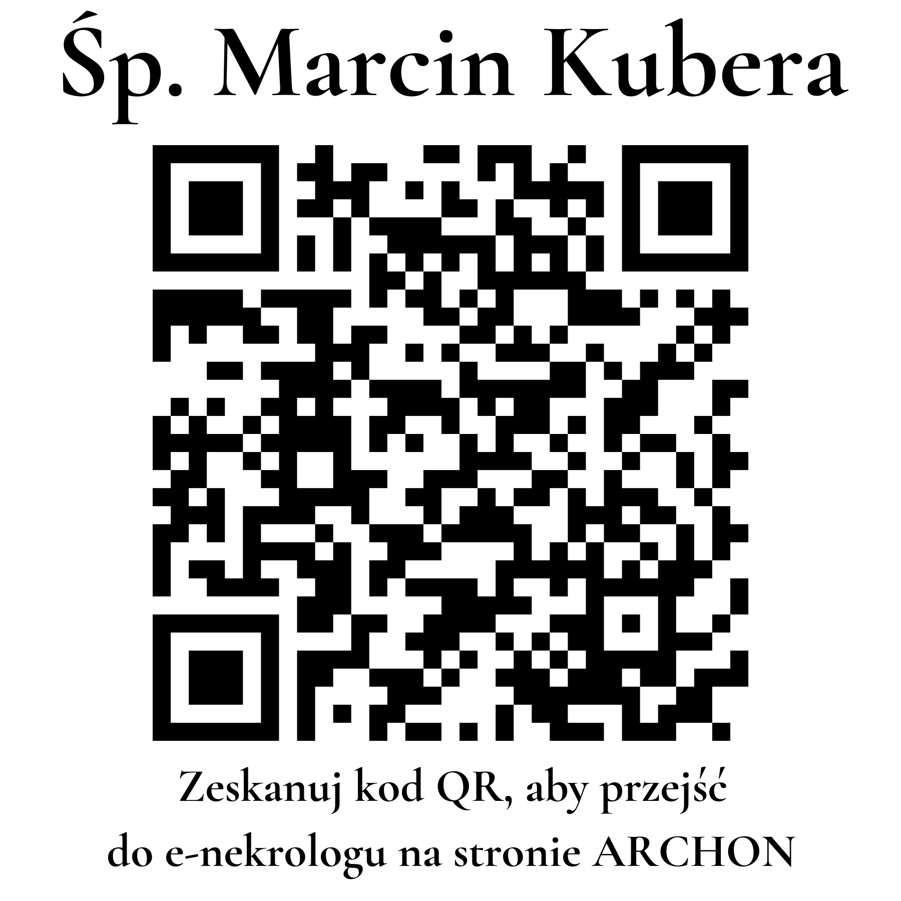 Kod QR do nekrologu Marcin Kubera
