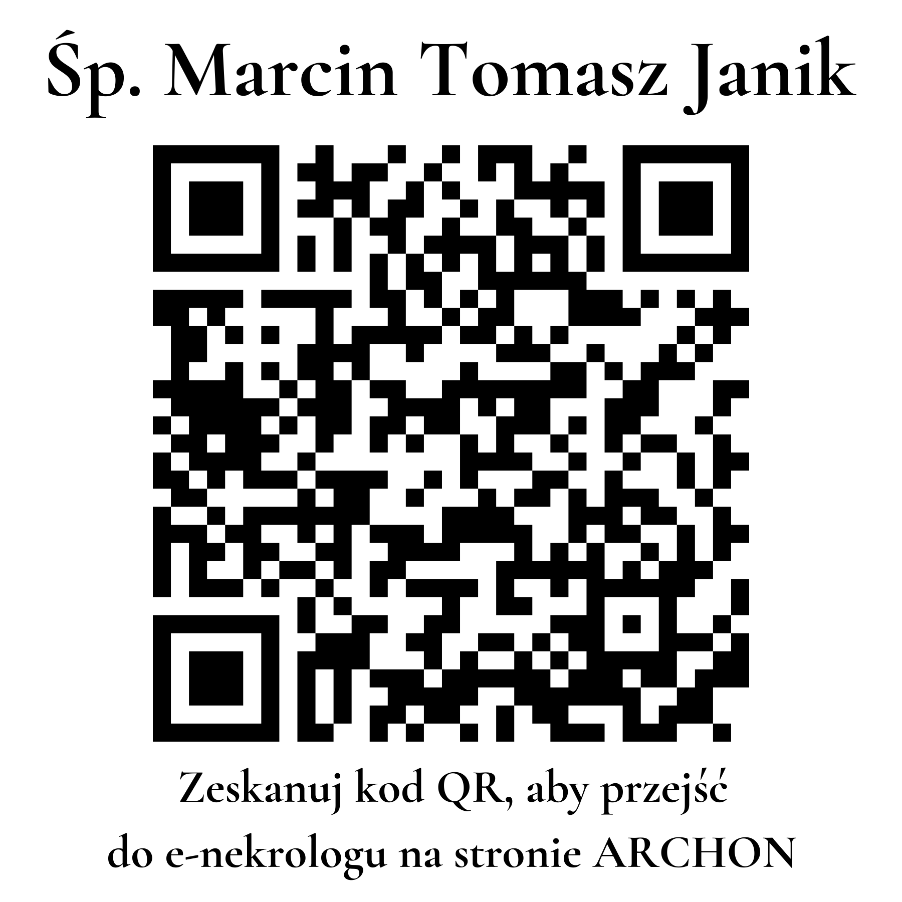 Kod QR do nekrologu Marcin Tomasz Janik