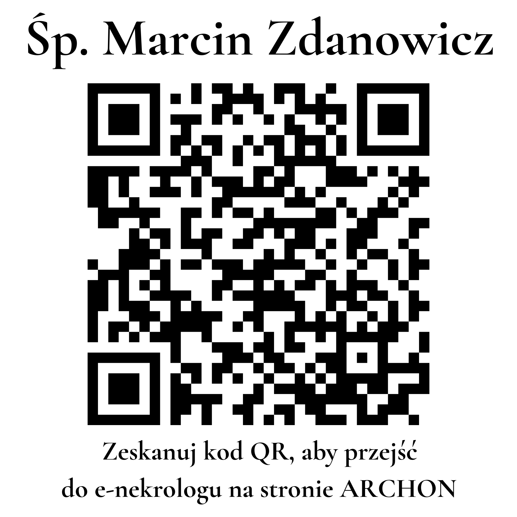 Kod QR do nekrologu Marcin Zdanowicz