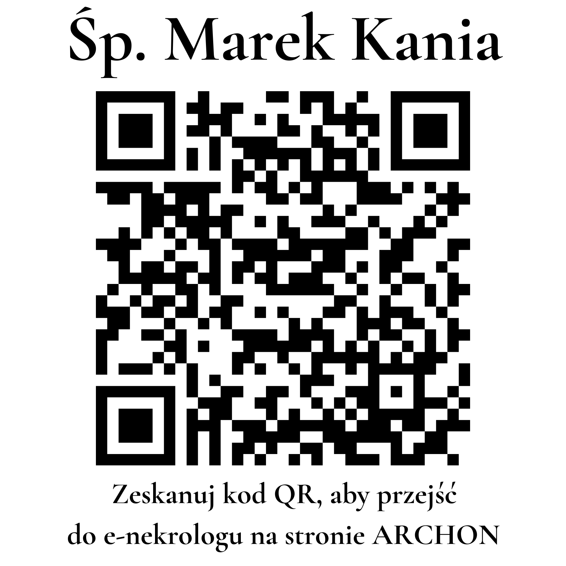 Kod QR do nekrologu Marek Kania