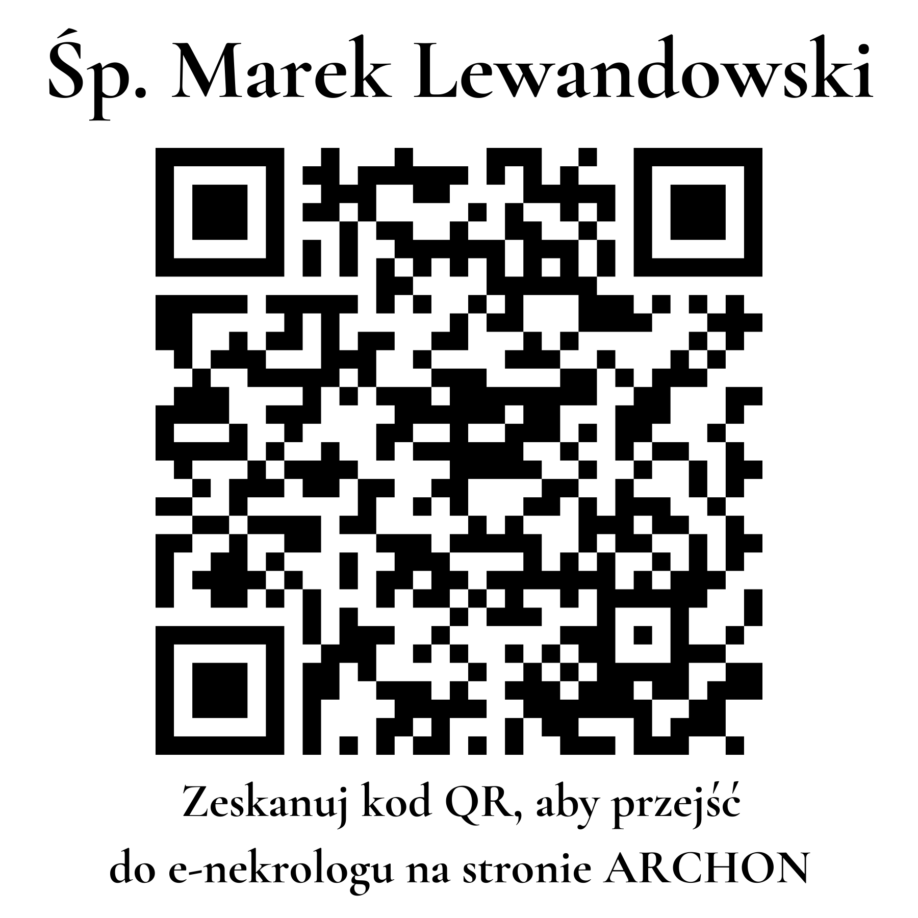 Kod QR do nekrologu Marek Lewandowski Kod QR do nekrologu Marek Lewandowski
