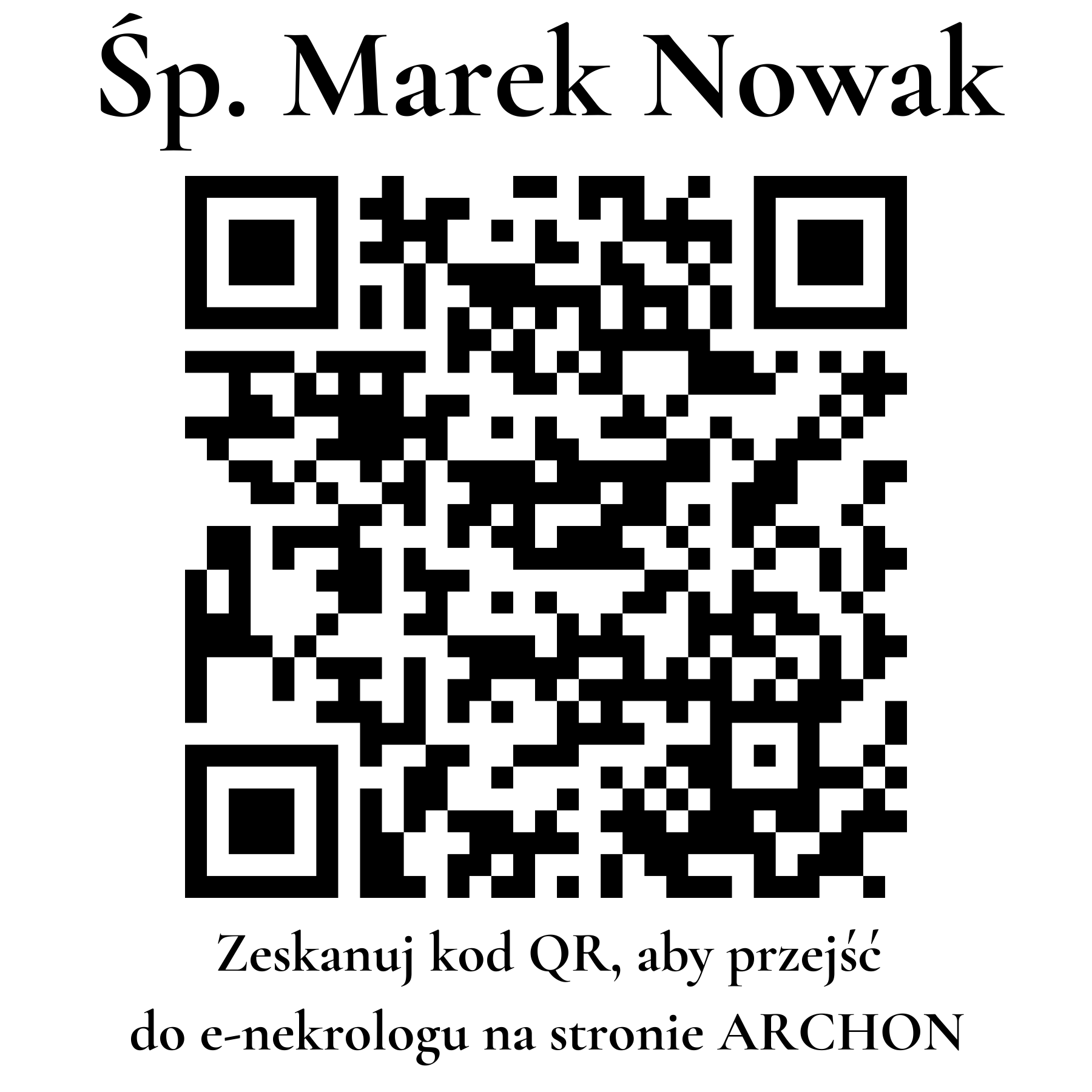 Kod QR do nekrologu Marek Nowak Kod QR do nekrologu Marek Nowak